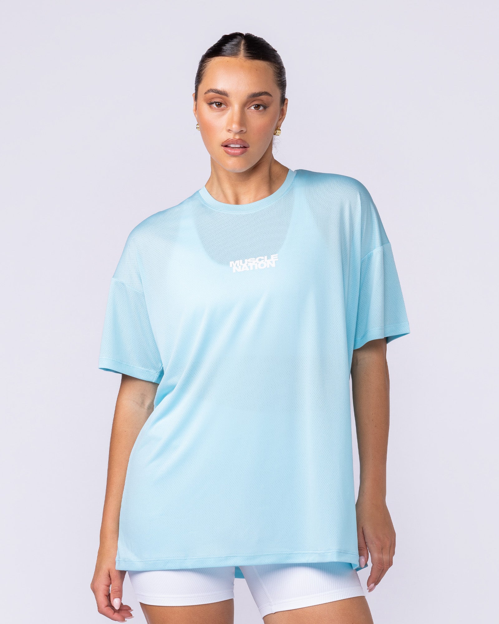 Womens Relaxed Training Tee Lagoon - Muscle Nation women's gym tee