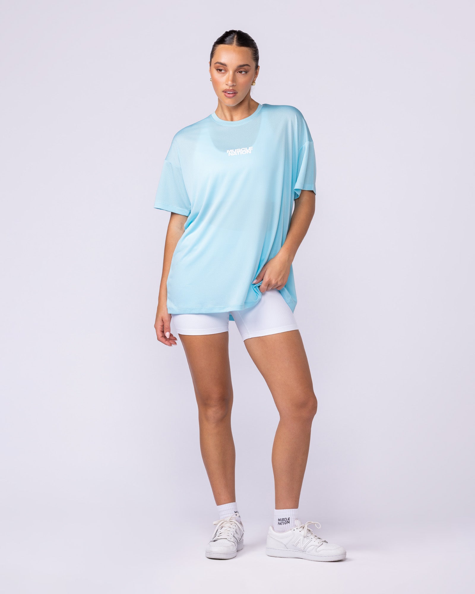 Womens Relaxed Training Tee Lagoon - Muscle Nation women's gym tee, view 5