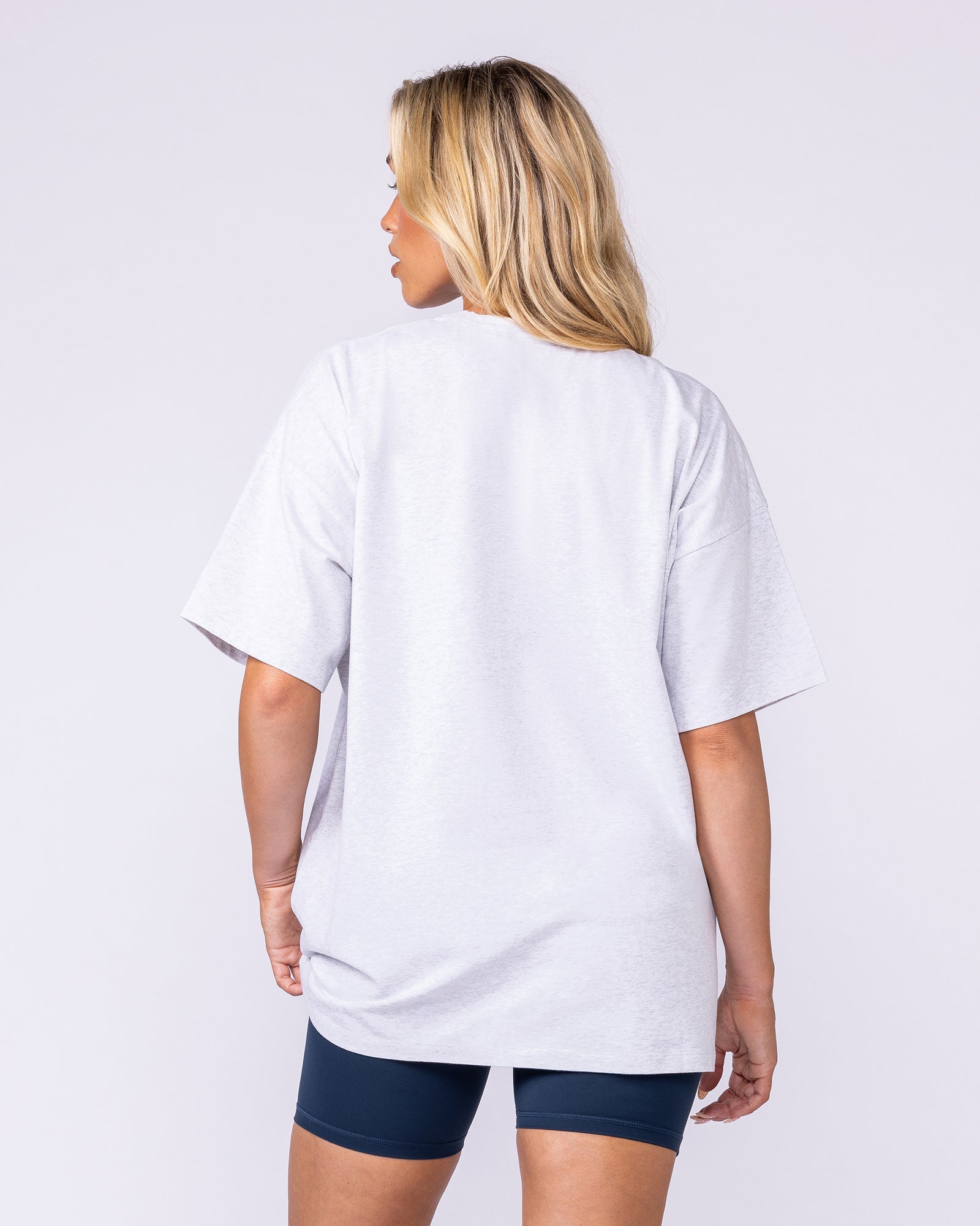 Womens Running Club Oversized Tee Snow Grey Marl - Muscle Nation women's gym tee, view 5