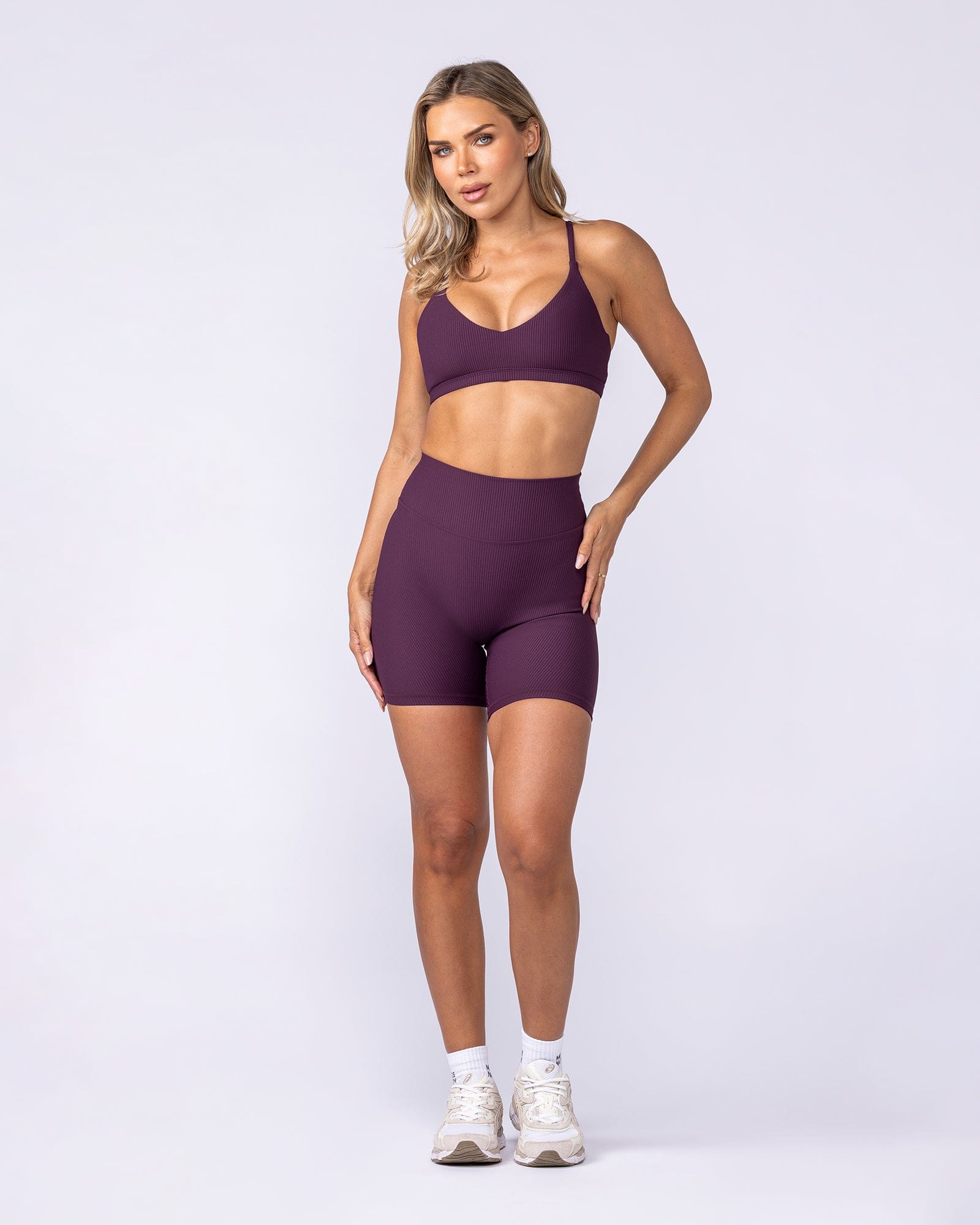 Zero Rise Rib Bike Shorts - Cranberry