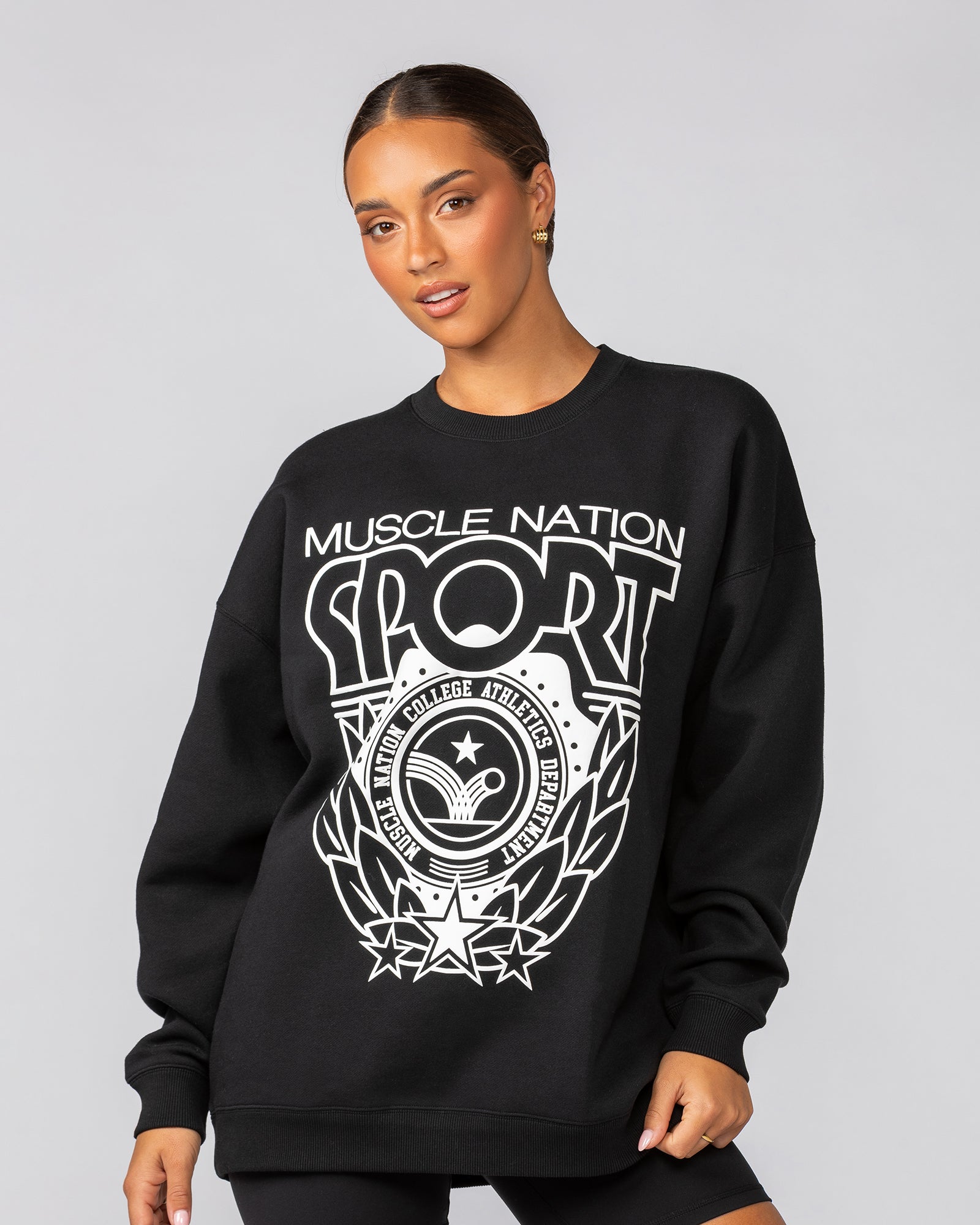 Athletics Oversized Pullover Black - Muscle Nation women's hoodie
