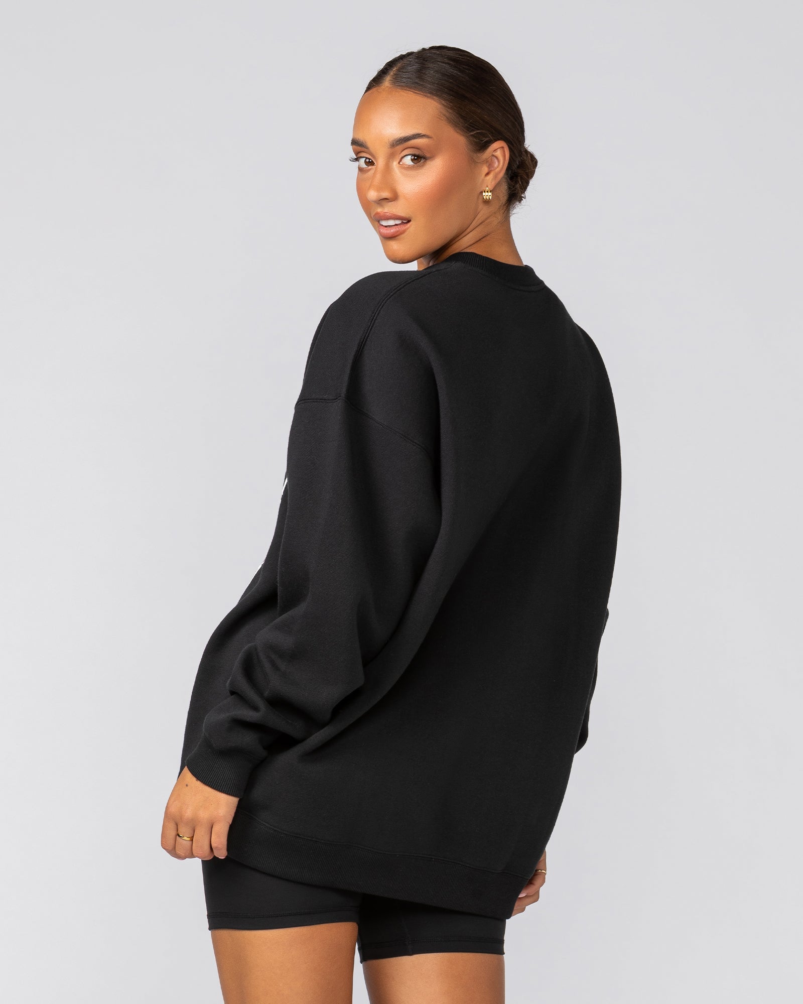 Athletics Oversized Pullover Black - Muscle Nation women's hoodie, view 3
