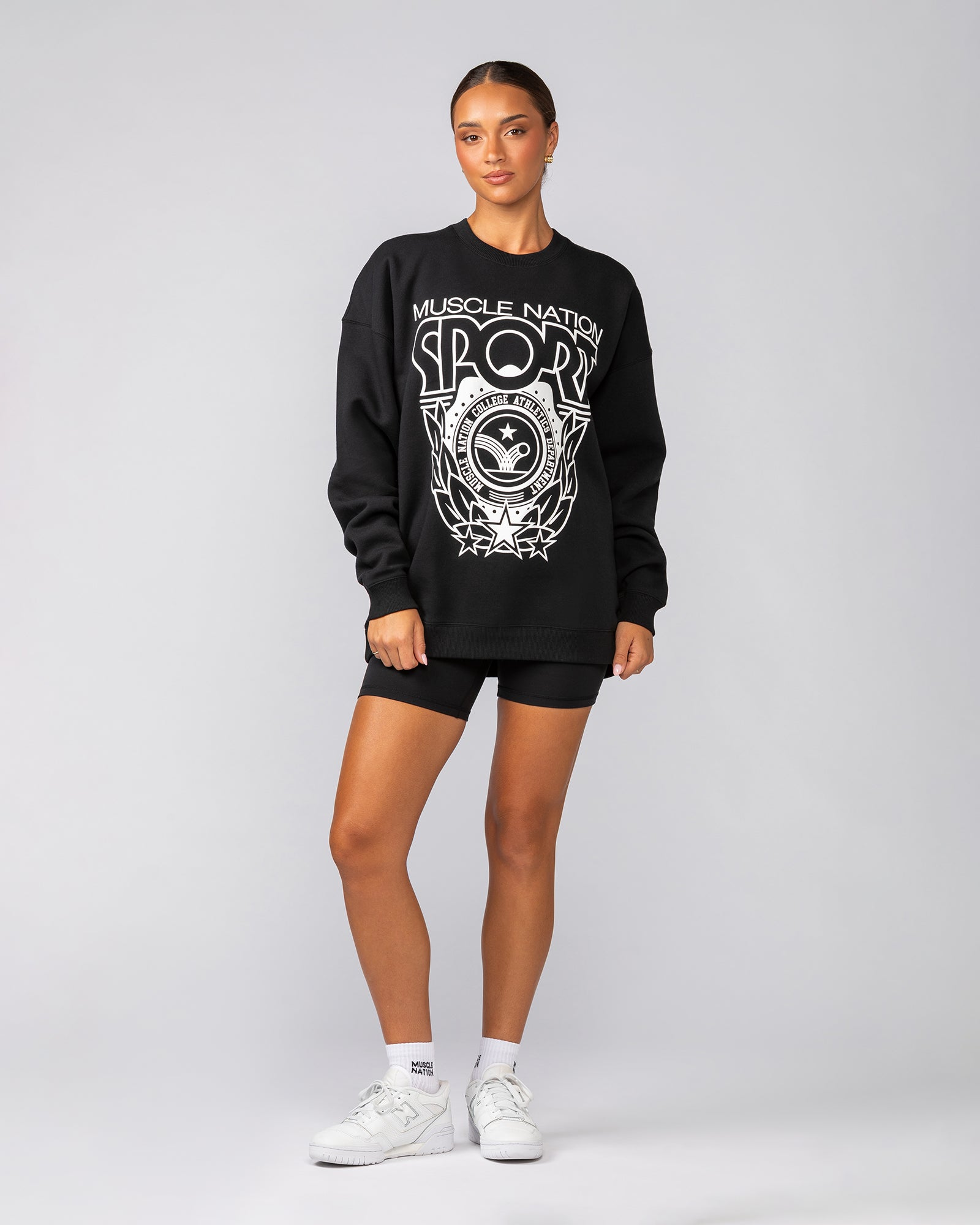 Athletics Oversized Pullover Black - Muscle Nation women's hoodie, view 5