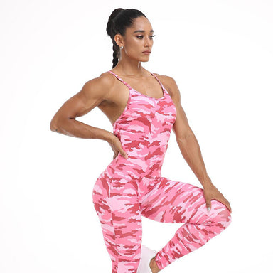 Be Activewear - Baller Babe Jumpsuit One Piece Leggings - Camo Pink