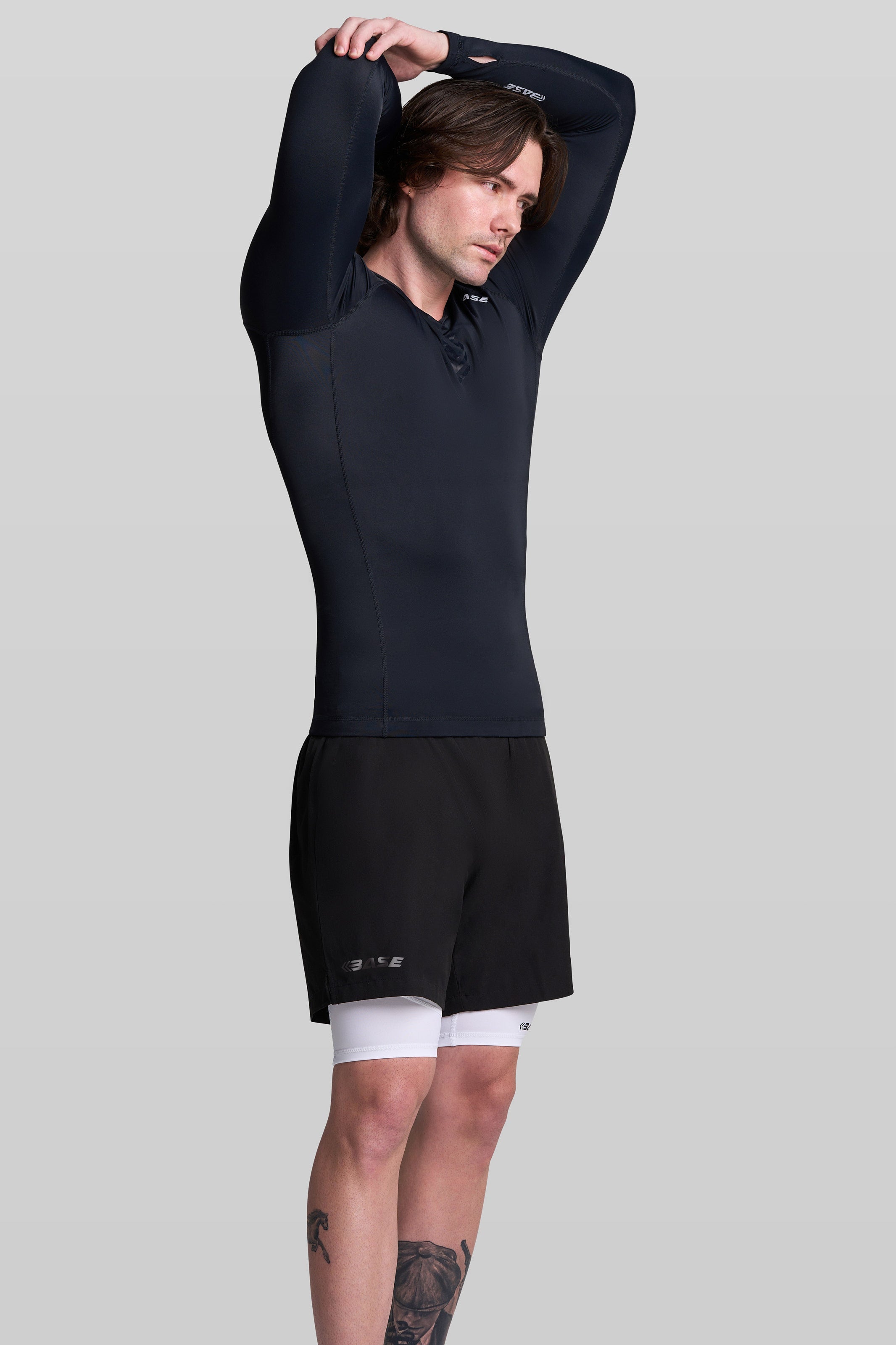 BASE Long Sleeve Top Men's Long Sleeve Compression Tee - Black