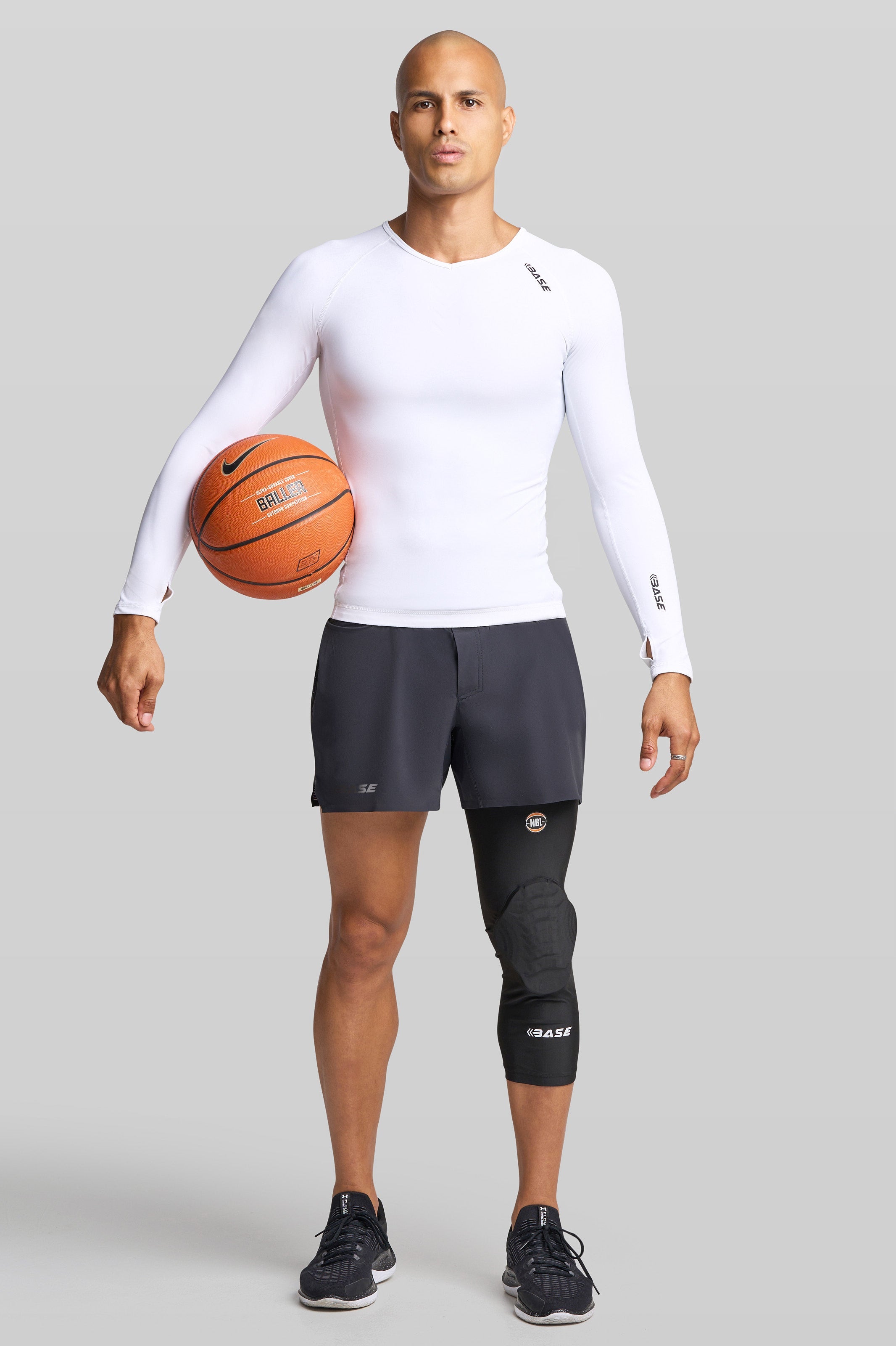 BASE Long Sleeve Top Men's Long Sleeve Compression Tee - White