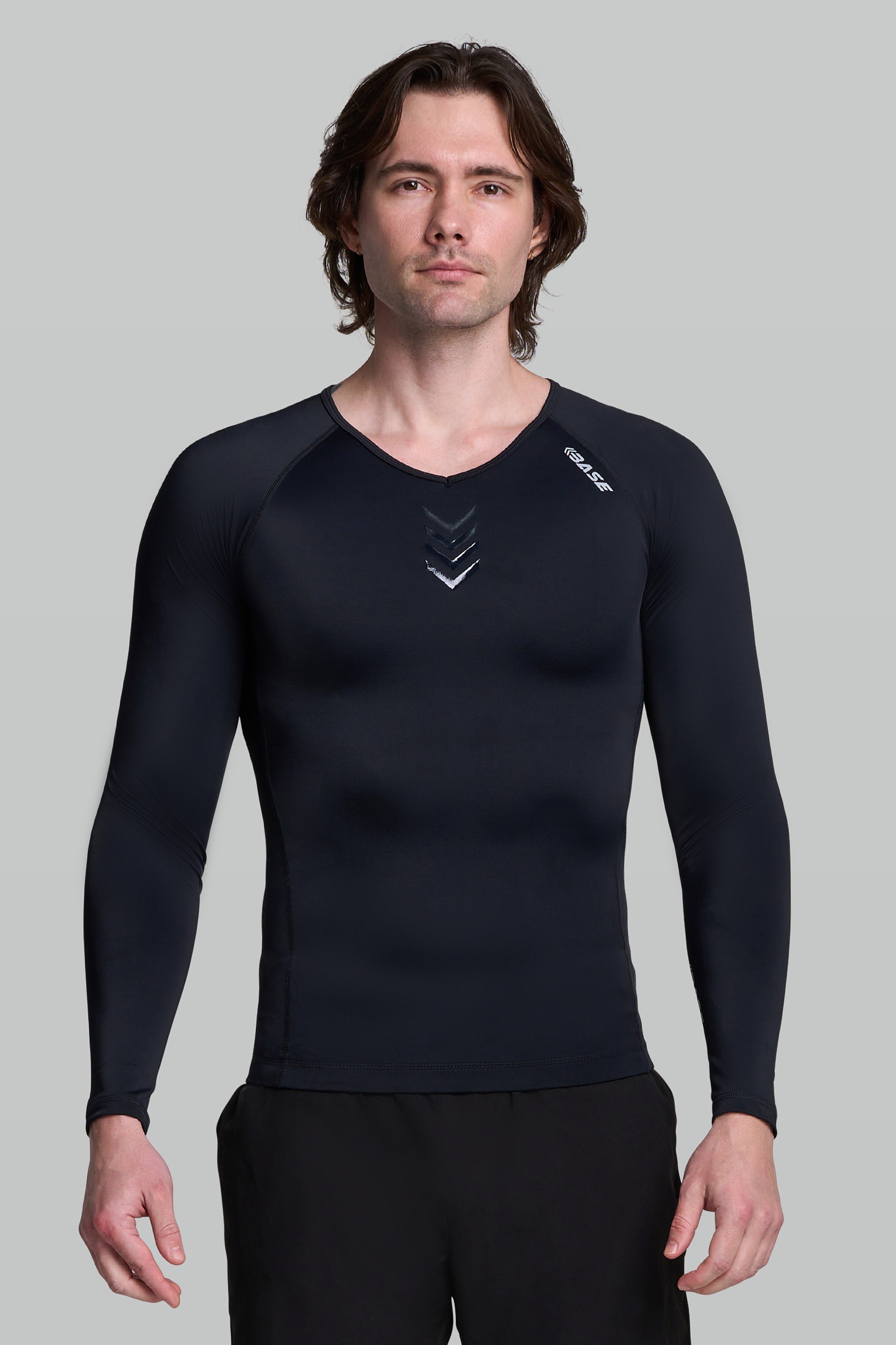 BASE Long Sleeve Top S / Black Men's Long Sleeve Compression Tee - Black