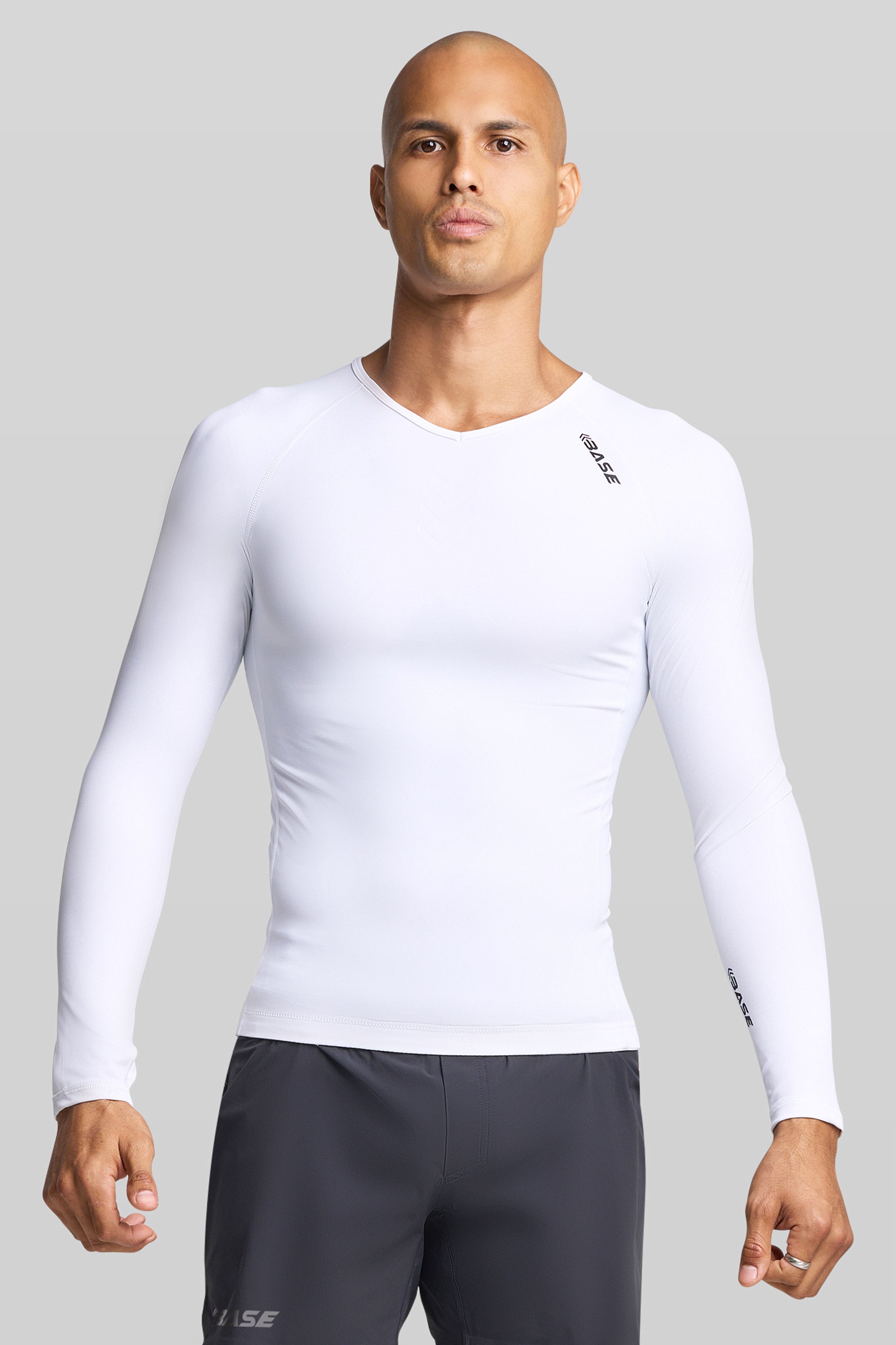BASE Long Sleeve Top S / White Men's Long Sleeve Compression Tee - White