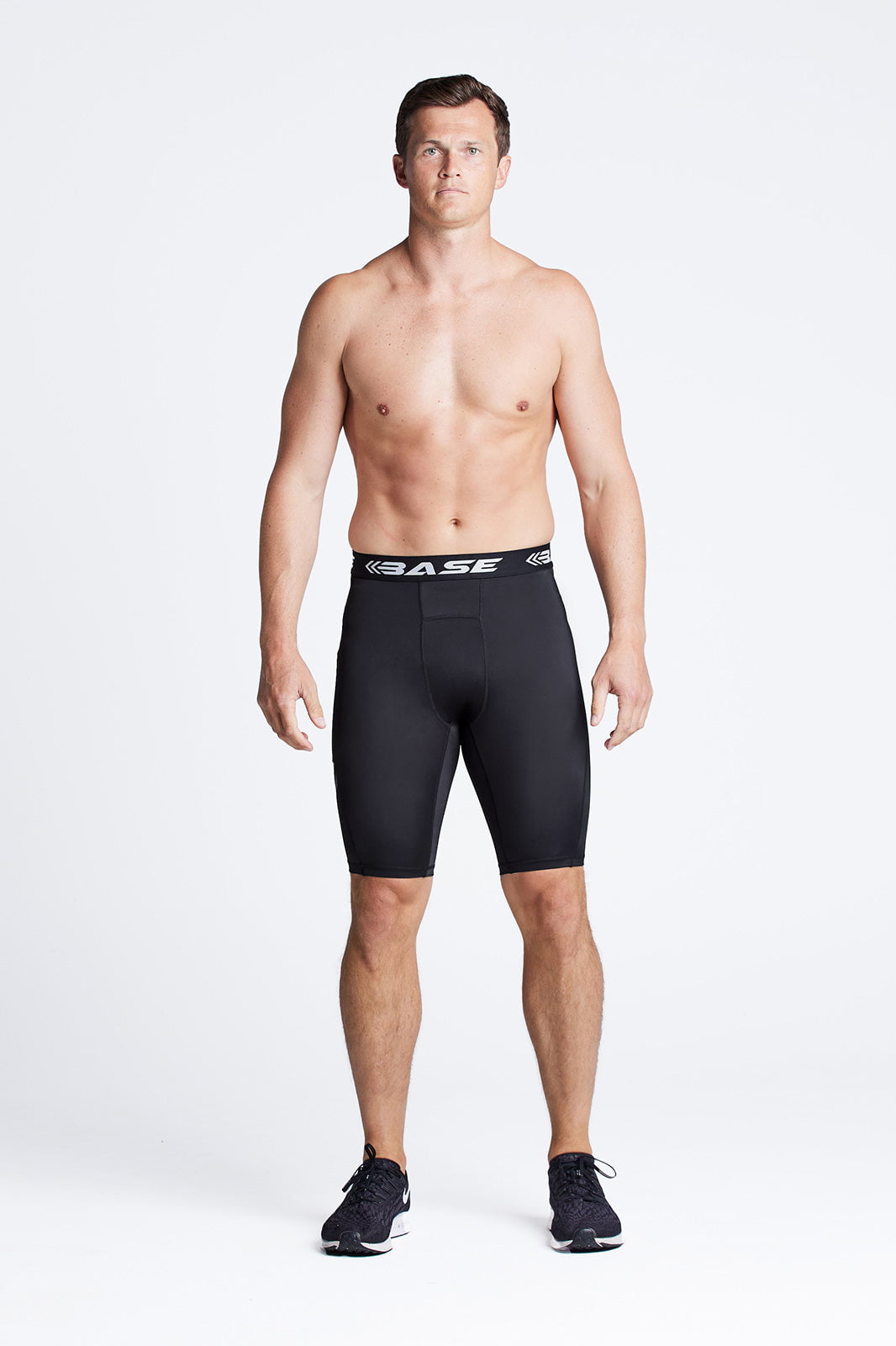 BASE Men Shorts Men's Long Compression Shorts - Black