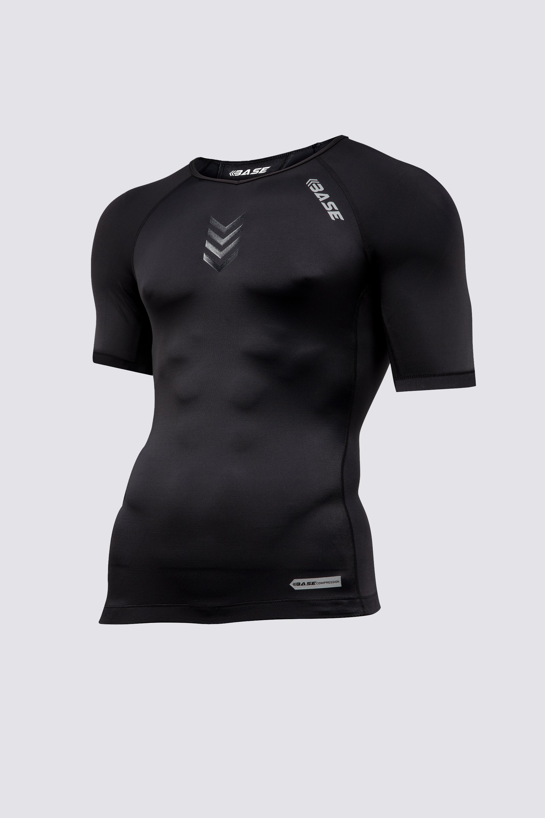 BASE T-Shirts S Mens Short Sleeve Compression Tee - Black