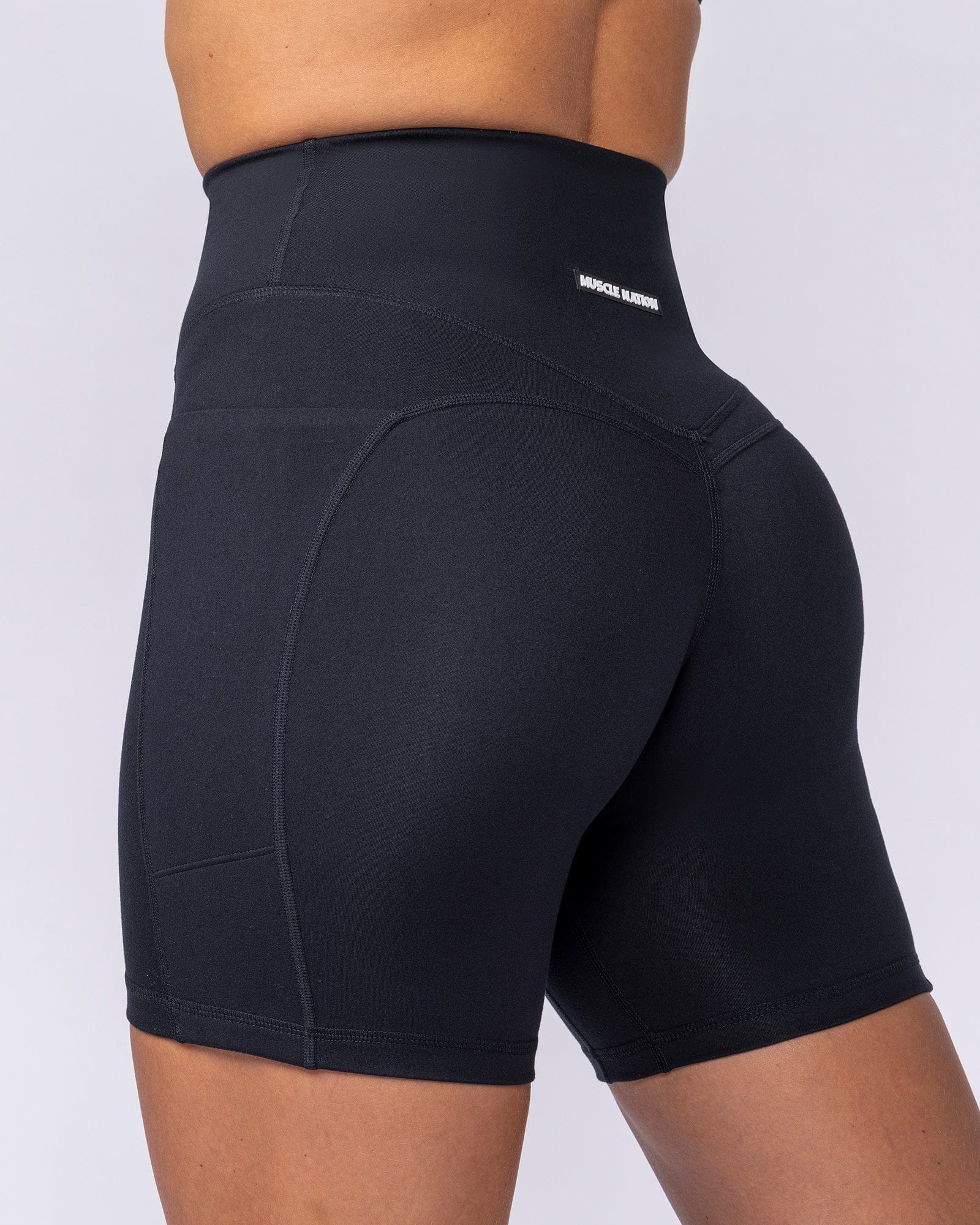 Booty Shaper Pocket Bike Shorts Black - Muscle Nation women's bike shorts, view 5