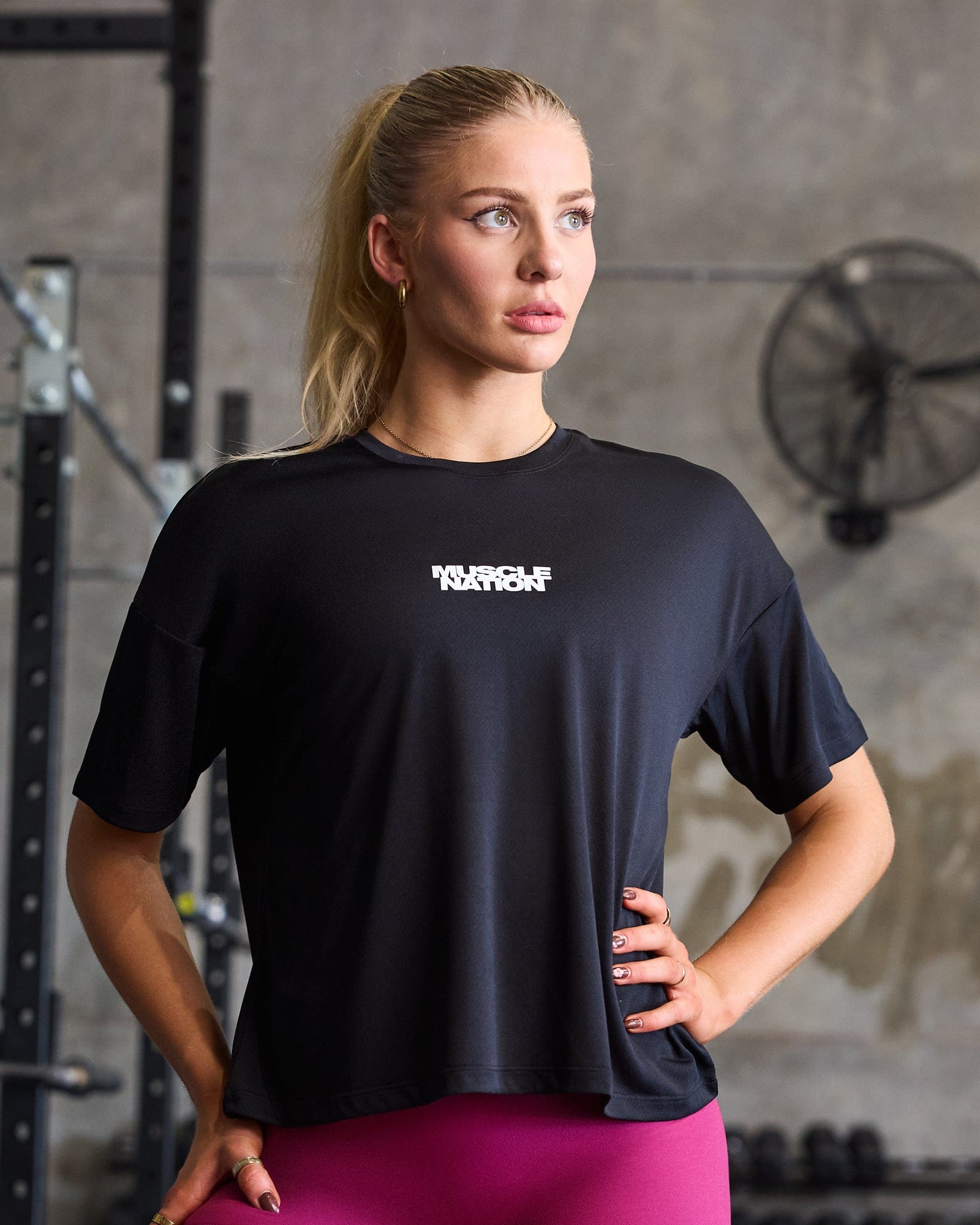 Boxy Training Tee Black - Muscle Nation women's gym tee