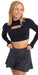 Carra Lee Active Crop Tops Midnight Eco Long Sleeve Cut Out Crop