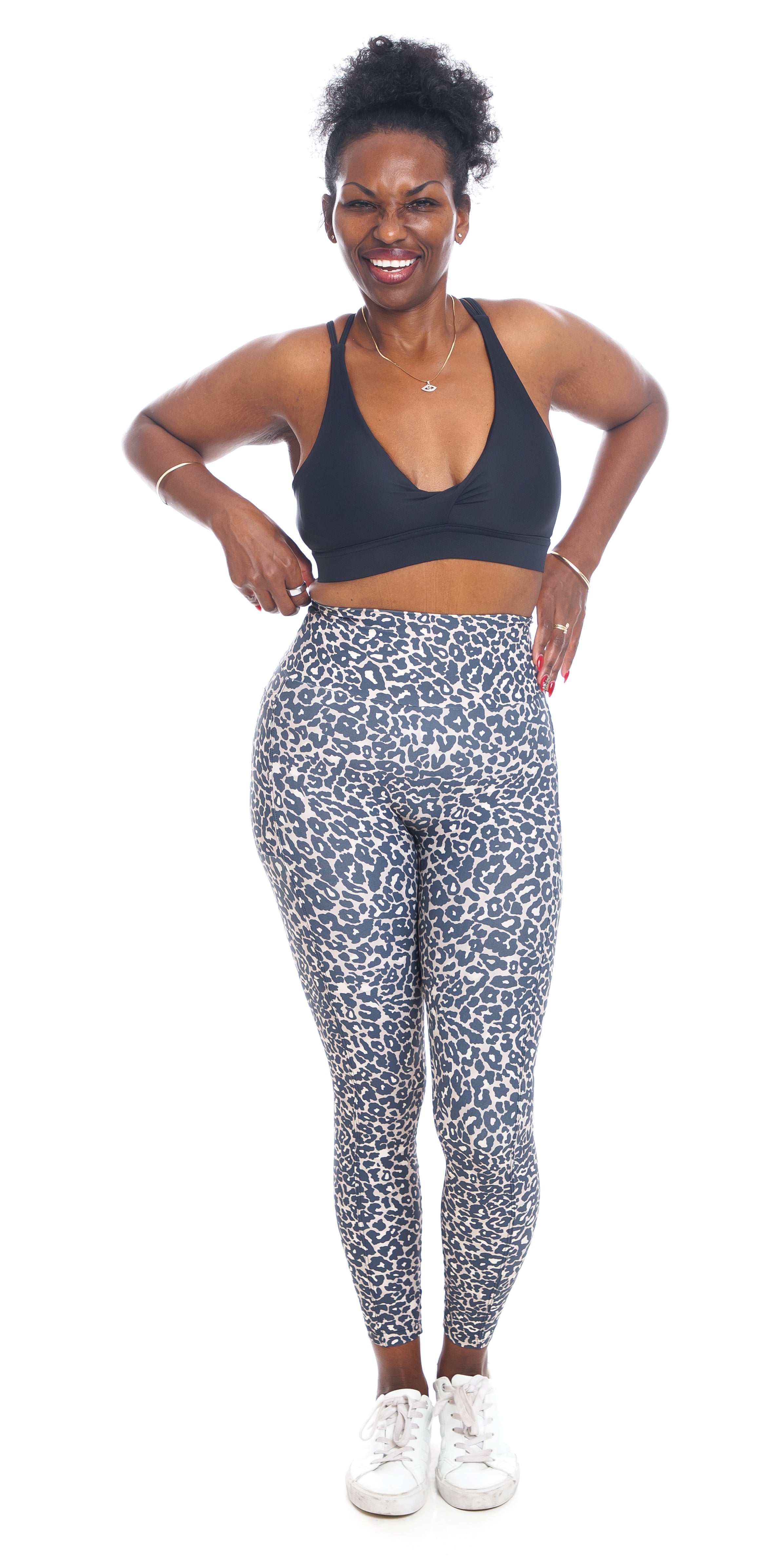 Carra Lee Active Gym Leggings Midnight Leopard Eco Ultra High Waist Leggings with Pockets