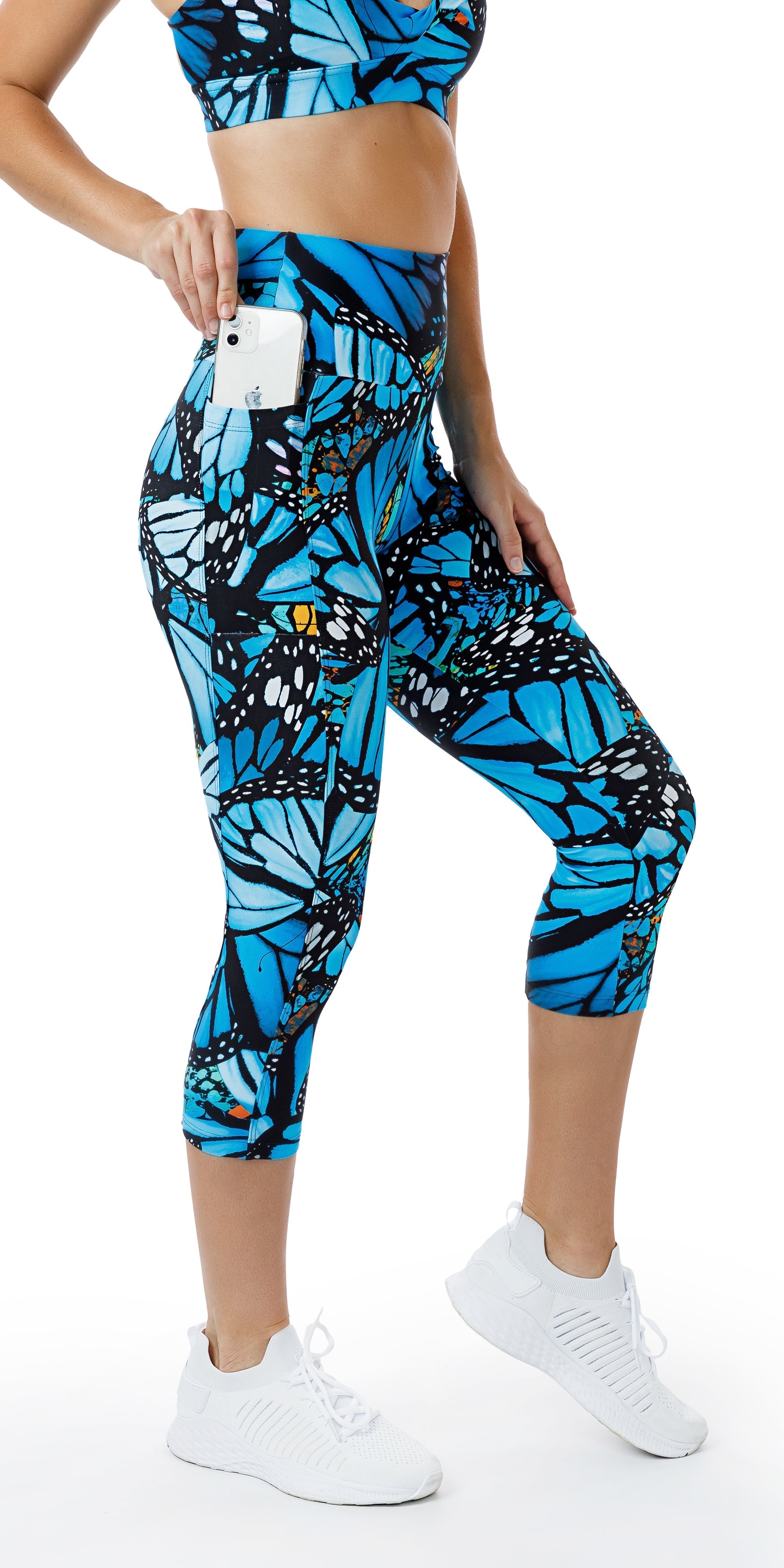 Carra Lee Active Leggings JH Butterfly Eco Capri Leggings with Pockets