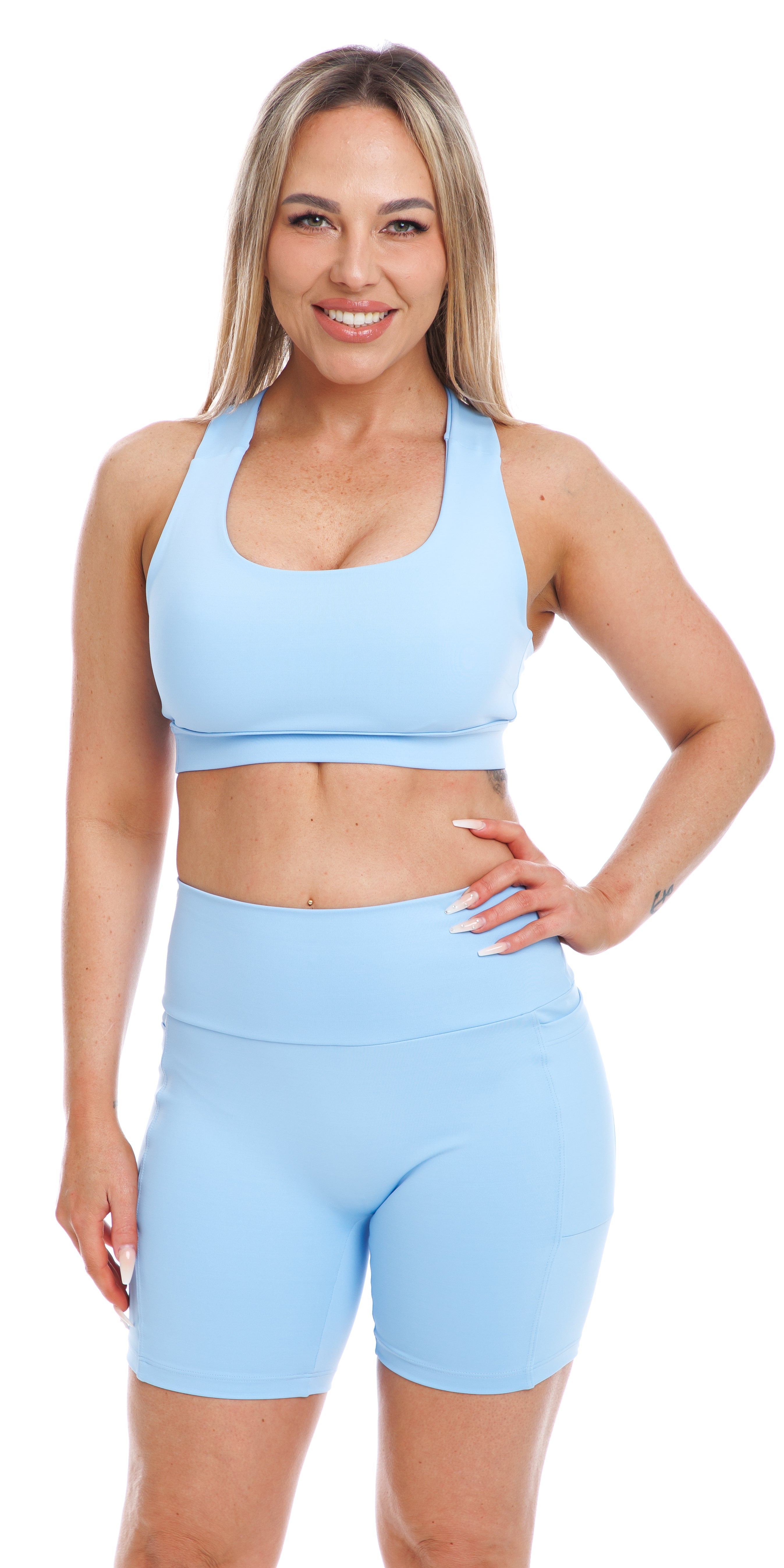 Carra Lee Active Shorts Seafoam Body Luxe Midi Shorts with Pockets