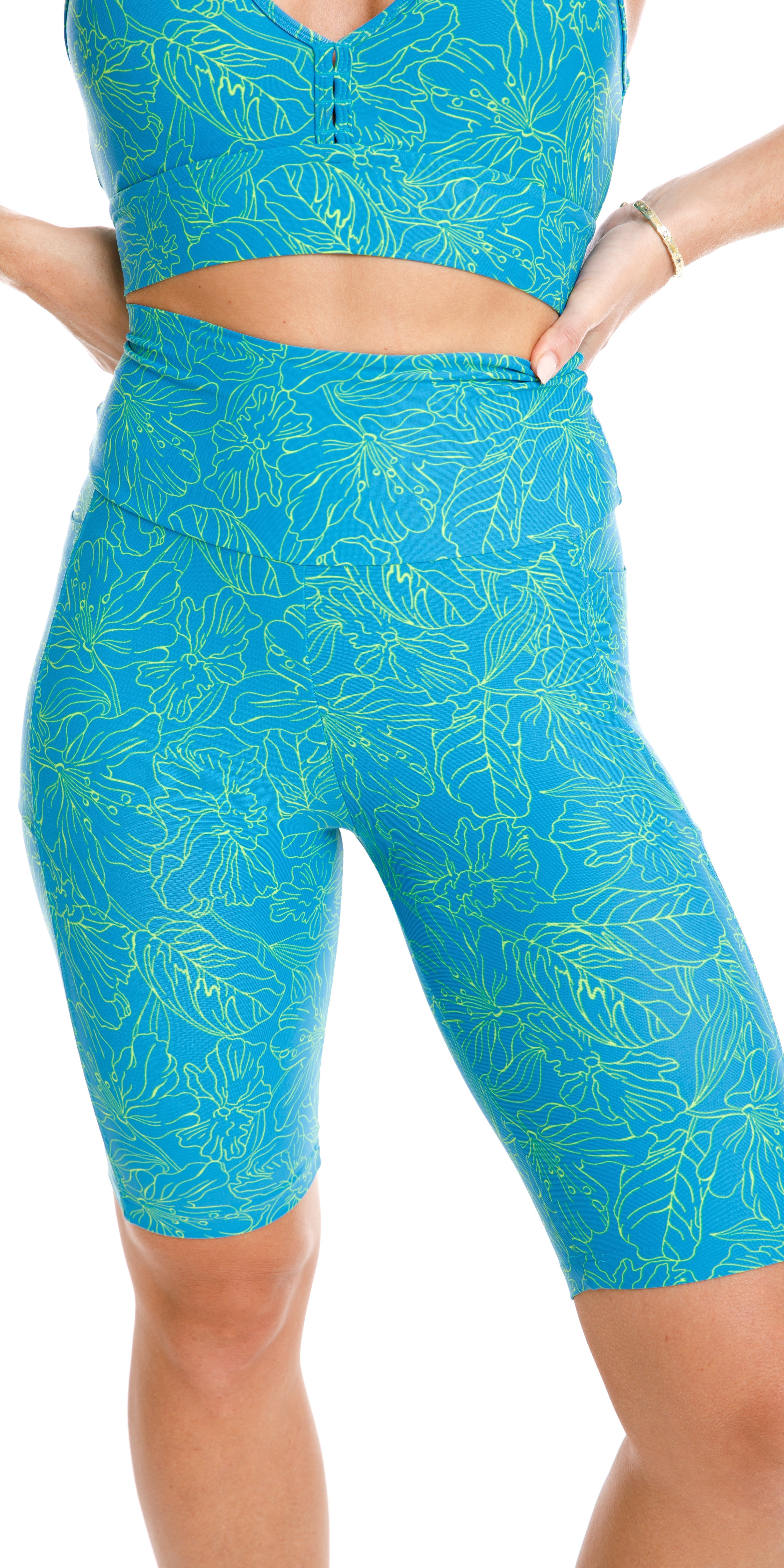 Carra Lee Active Shorts Tropicana Eco Biker Shorts with Pockets