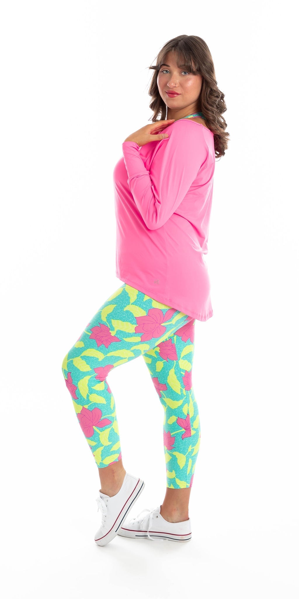 Carra Lee Active TOPS Pink Off The Shoulder Long Sleeve Tee