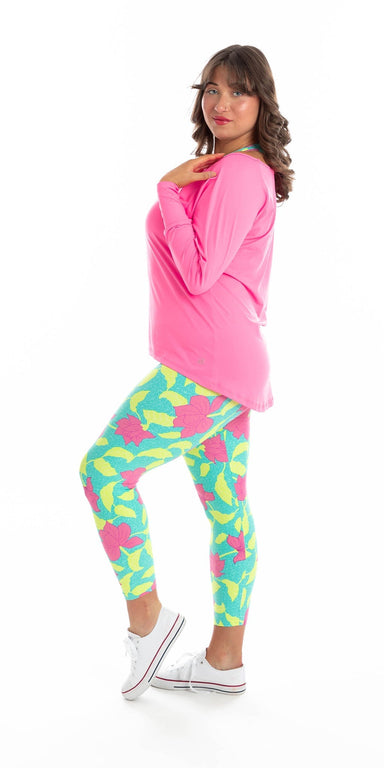 Carra Lee Active TOPS Pink Off The Shoulder Long Sleeve Tee