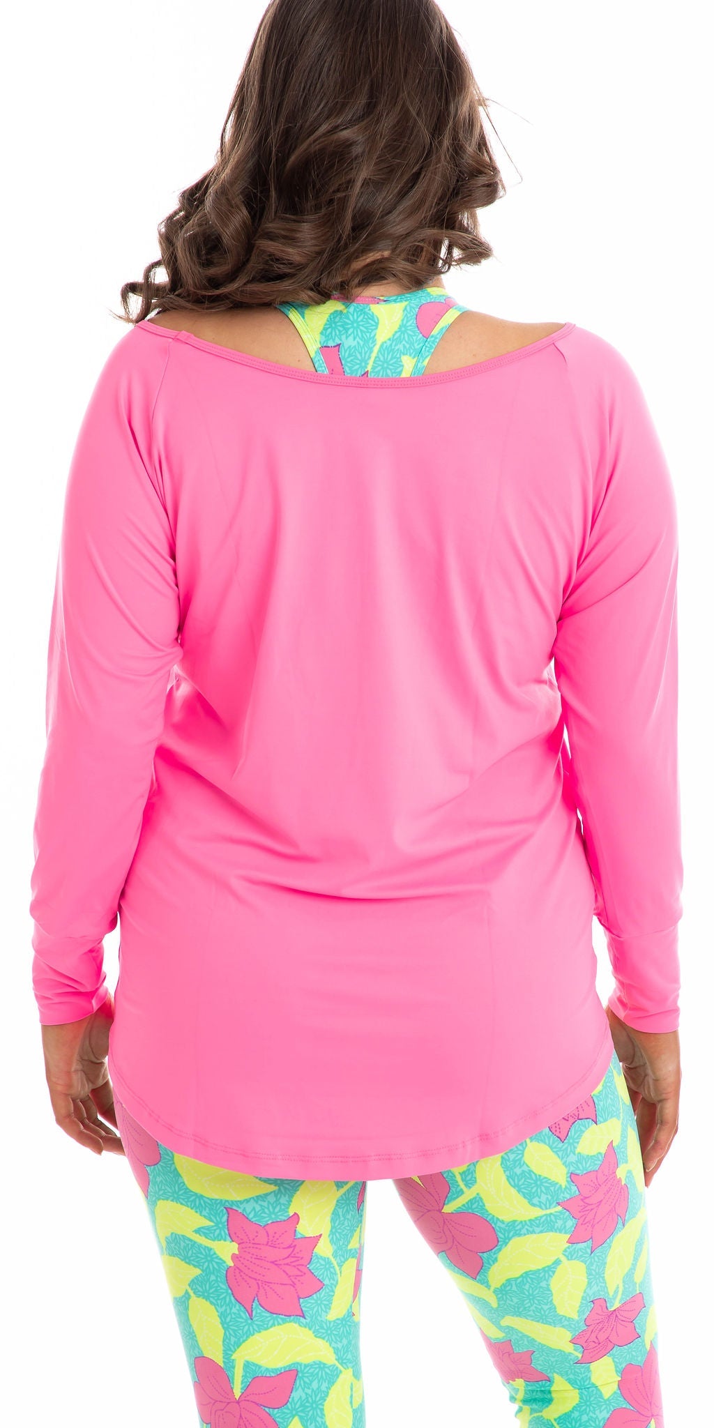 Carra Lee Active TOPS Pink Off The Shoulder Long Sleeve Tee