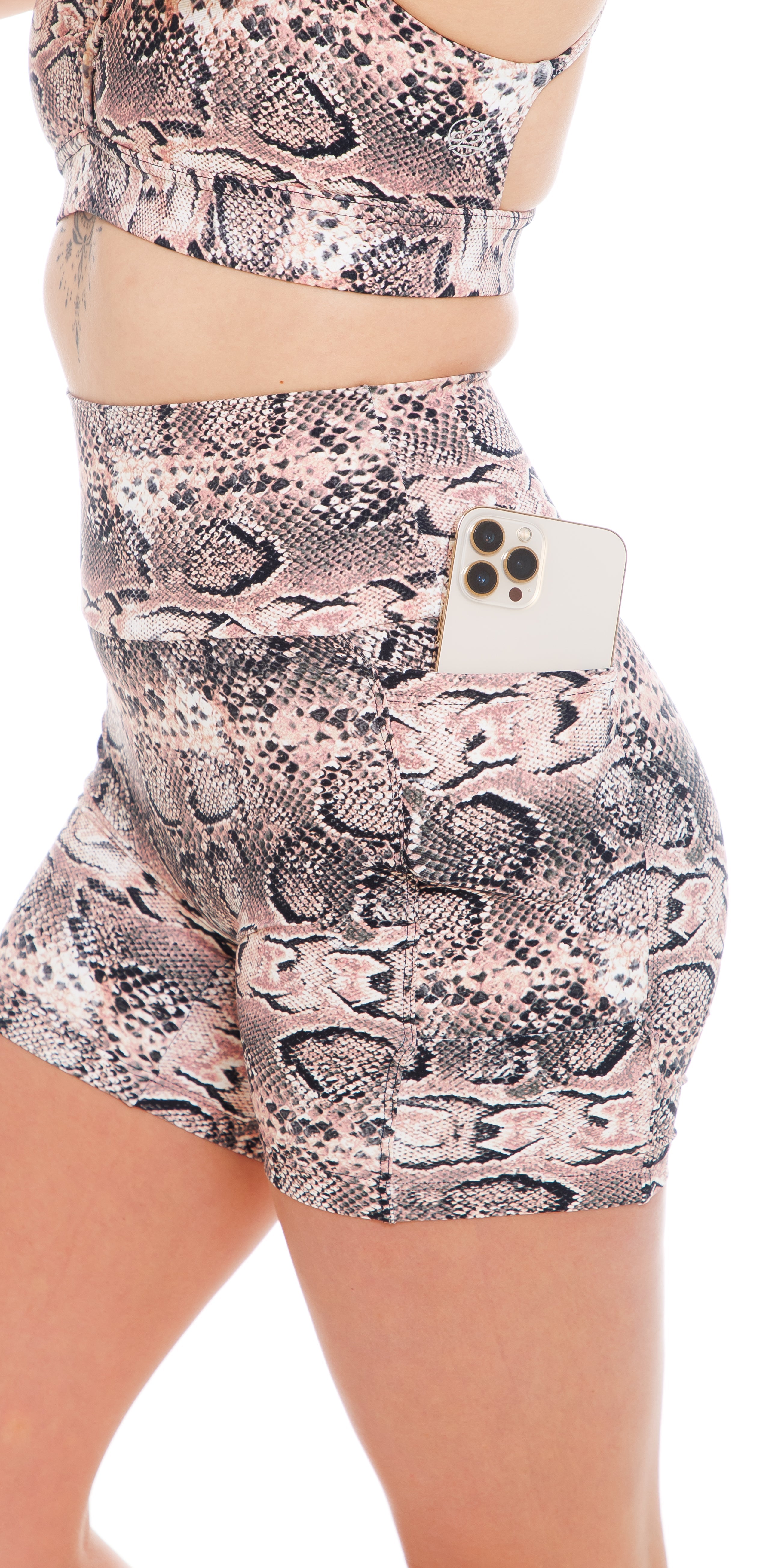 Carra Lee Collective Gym Shorts Python Eco Midi Shorts with Pockets