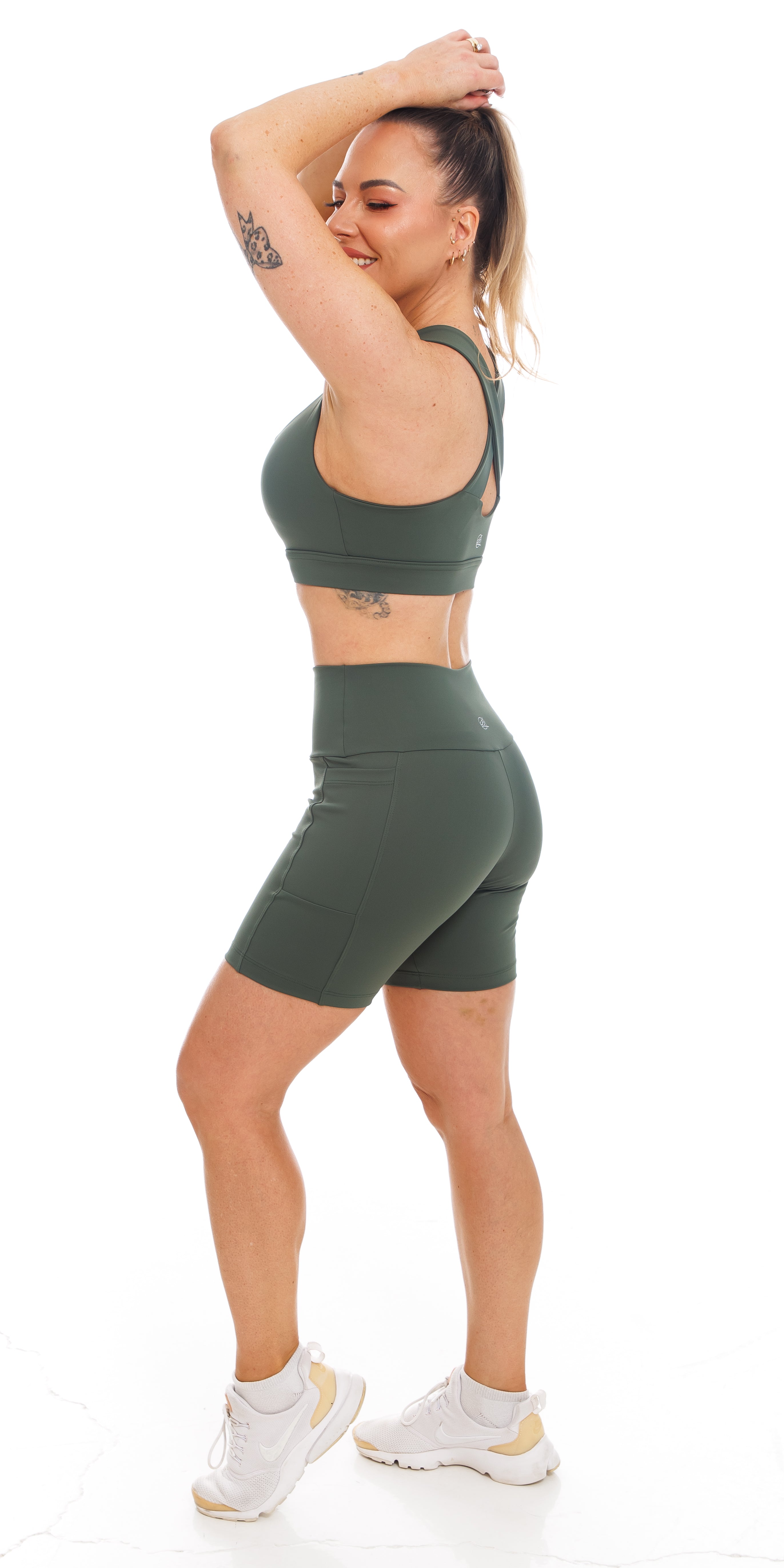Carra Lee Collective Shorts Forest Body Luxe Midi Shorts with Pockets