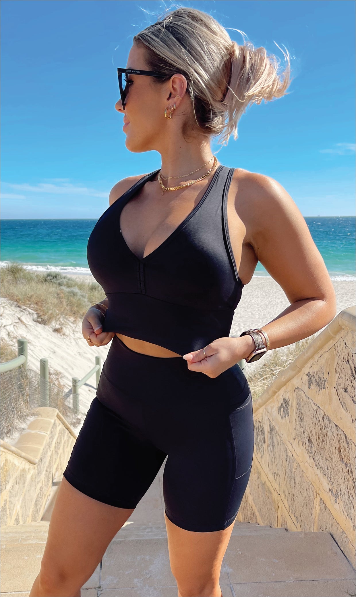 Carra Lee Collective Sports Bra Midnight Body Luxe Racer Back Bra