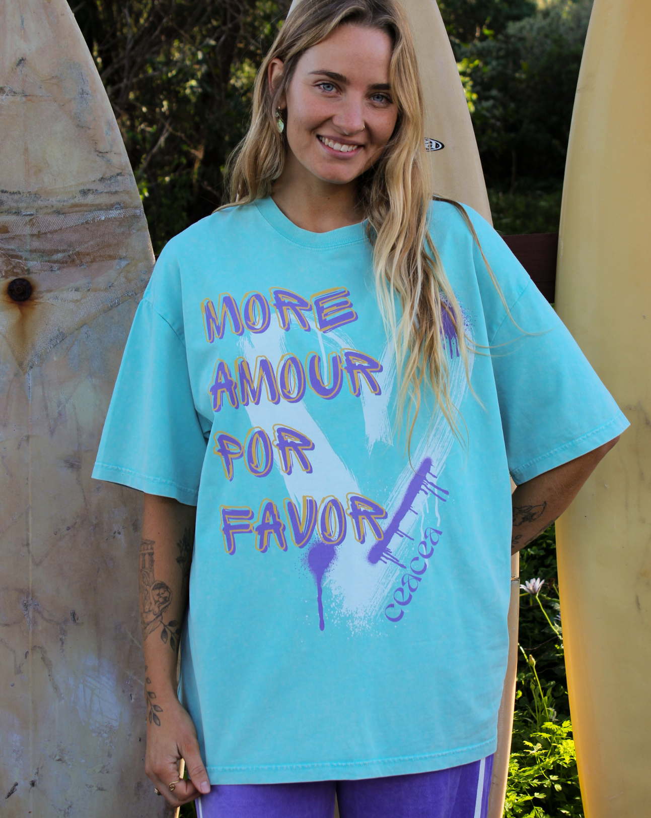 CEACEA T-Shirts More Amour Tee - Turquoise
