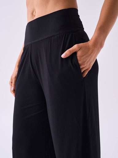 Dharma Bums Track Pants Modal Cropped Wide Leg - Black