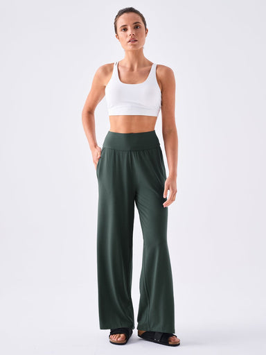 Dharma Bums Track Pants Nomad Modal Wide Leg Pant - Forest Green