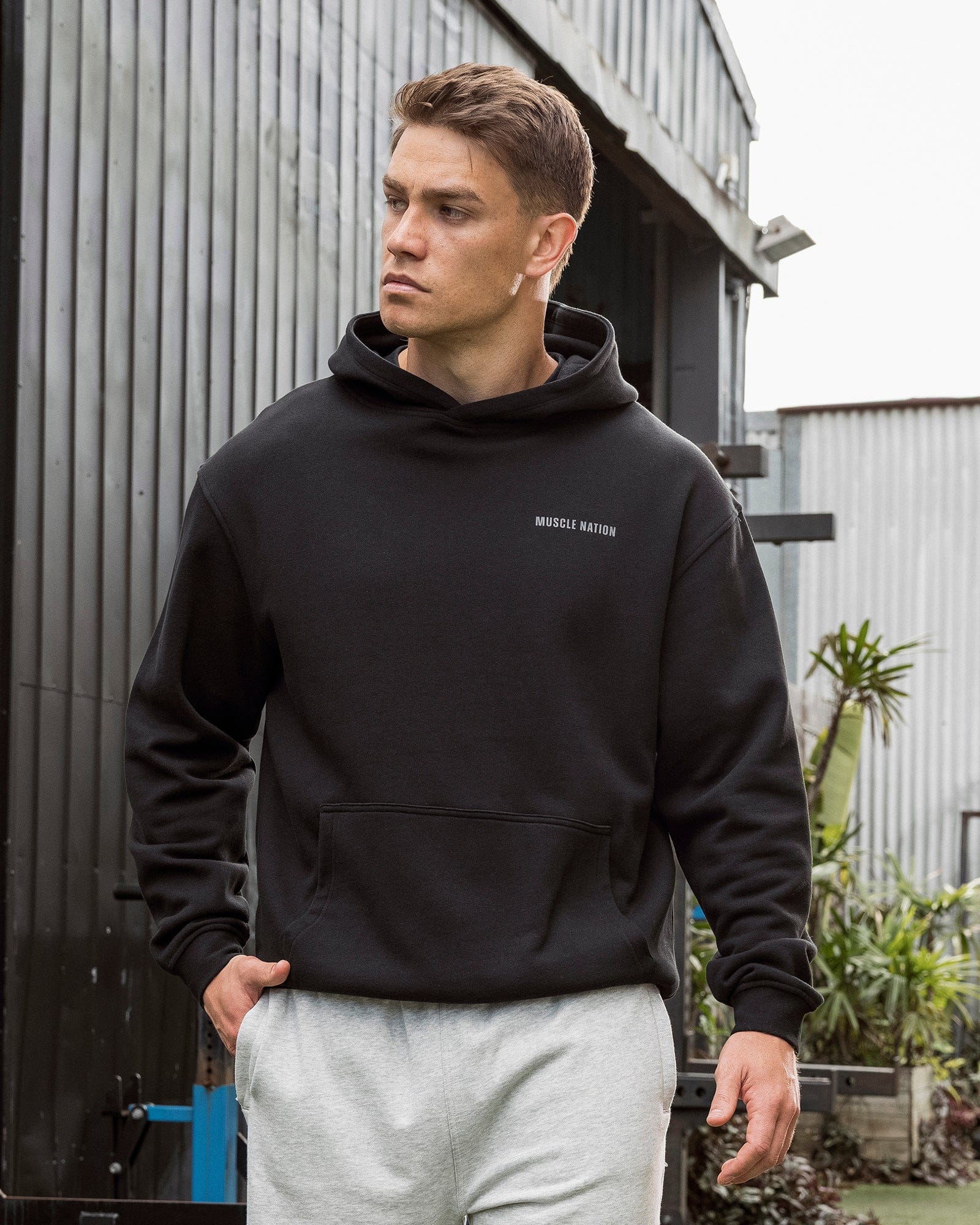 Essential Hoodie Black - Muscle Nation men's hoodie
