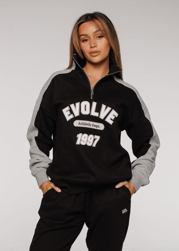 Evolve Apparel Iconic Retro ¼ Zip - Black-Grey