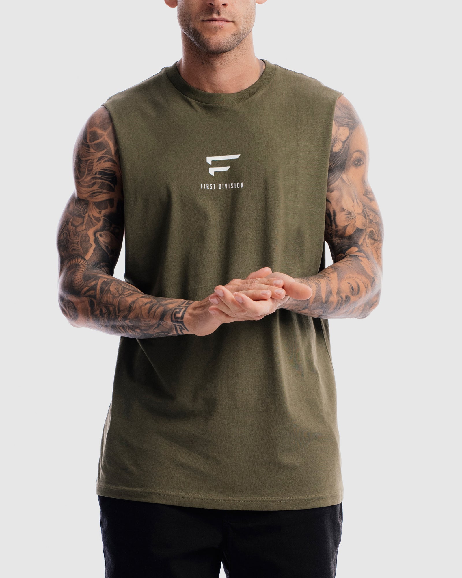 First Division Mens Printed Tanks Pro Centre Tank