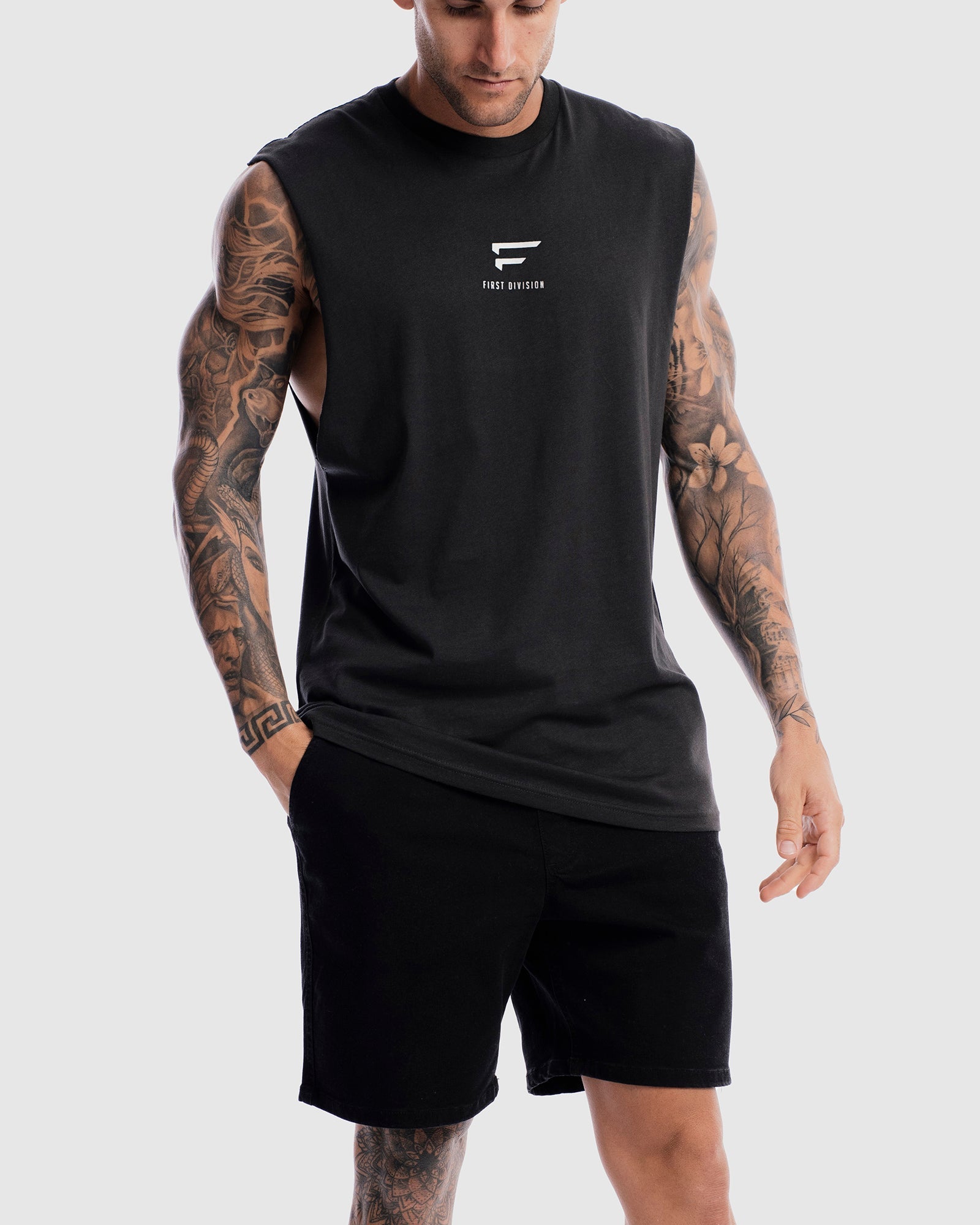 First Division Mens Printed Tanks Pro Centre Tank