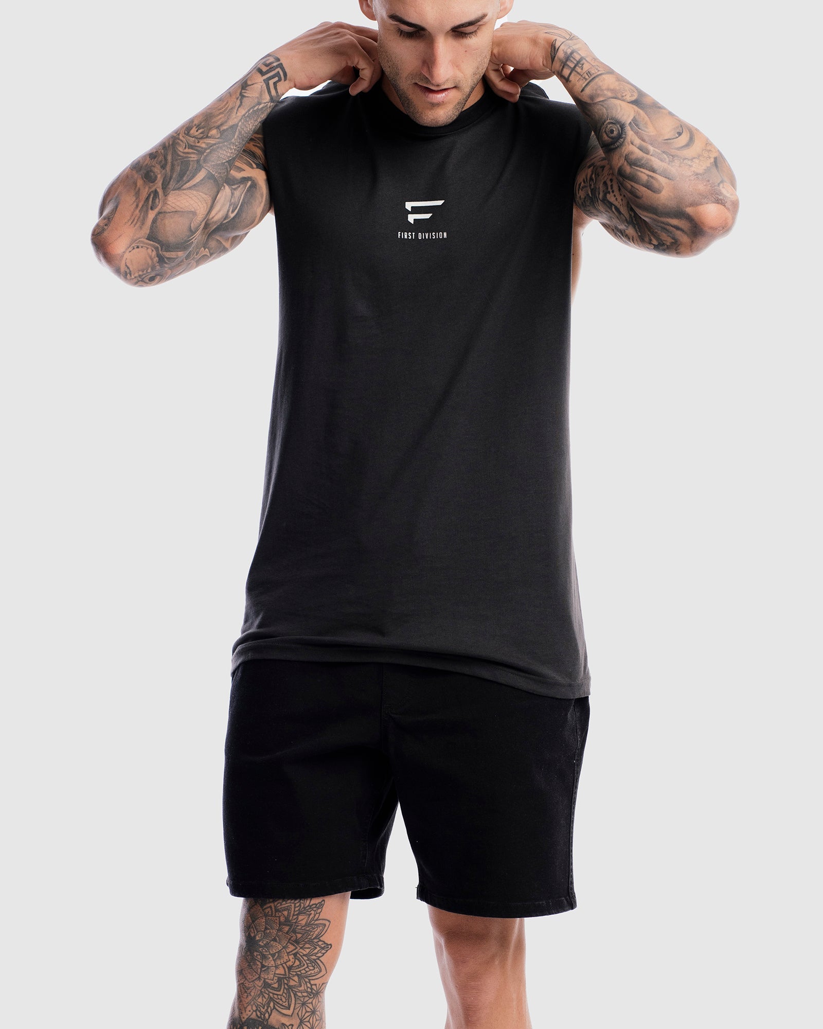 First Division Mens Printed Tanks Pro Centre Tank