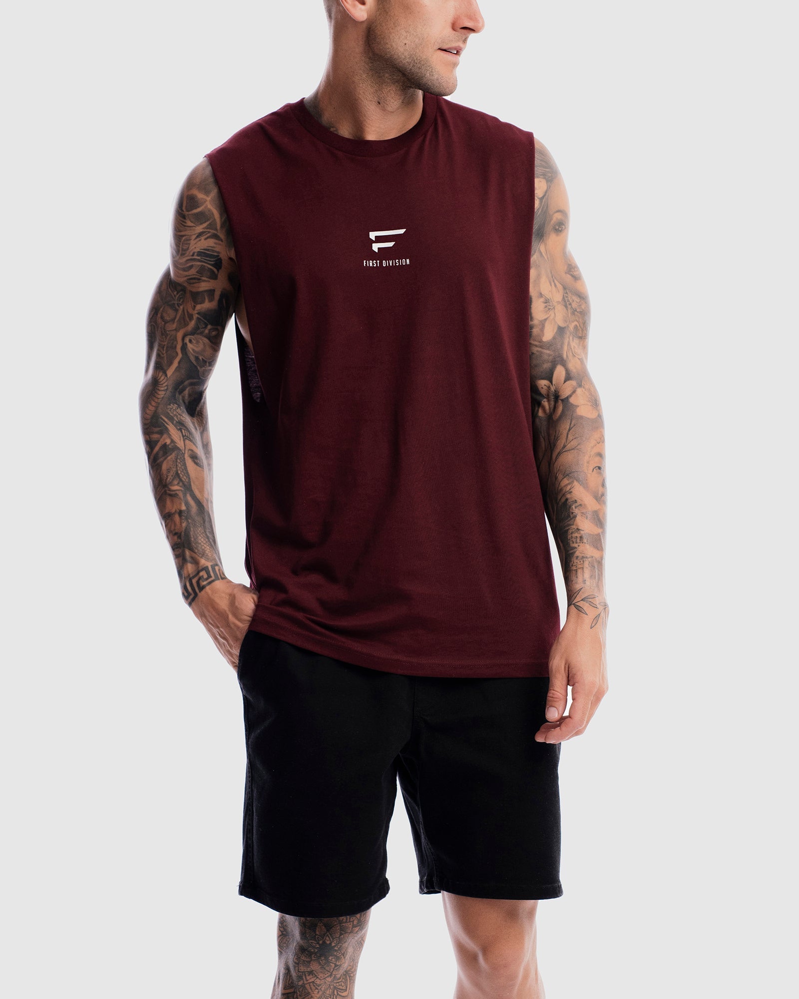 First Division Mens Printed Tanks Pro Centre Tank