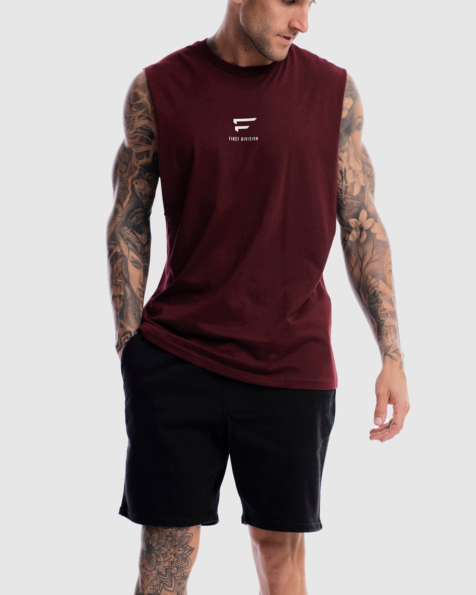 First Division Mens Printed Tanks Pro Centre Tank