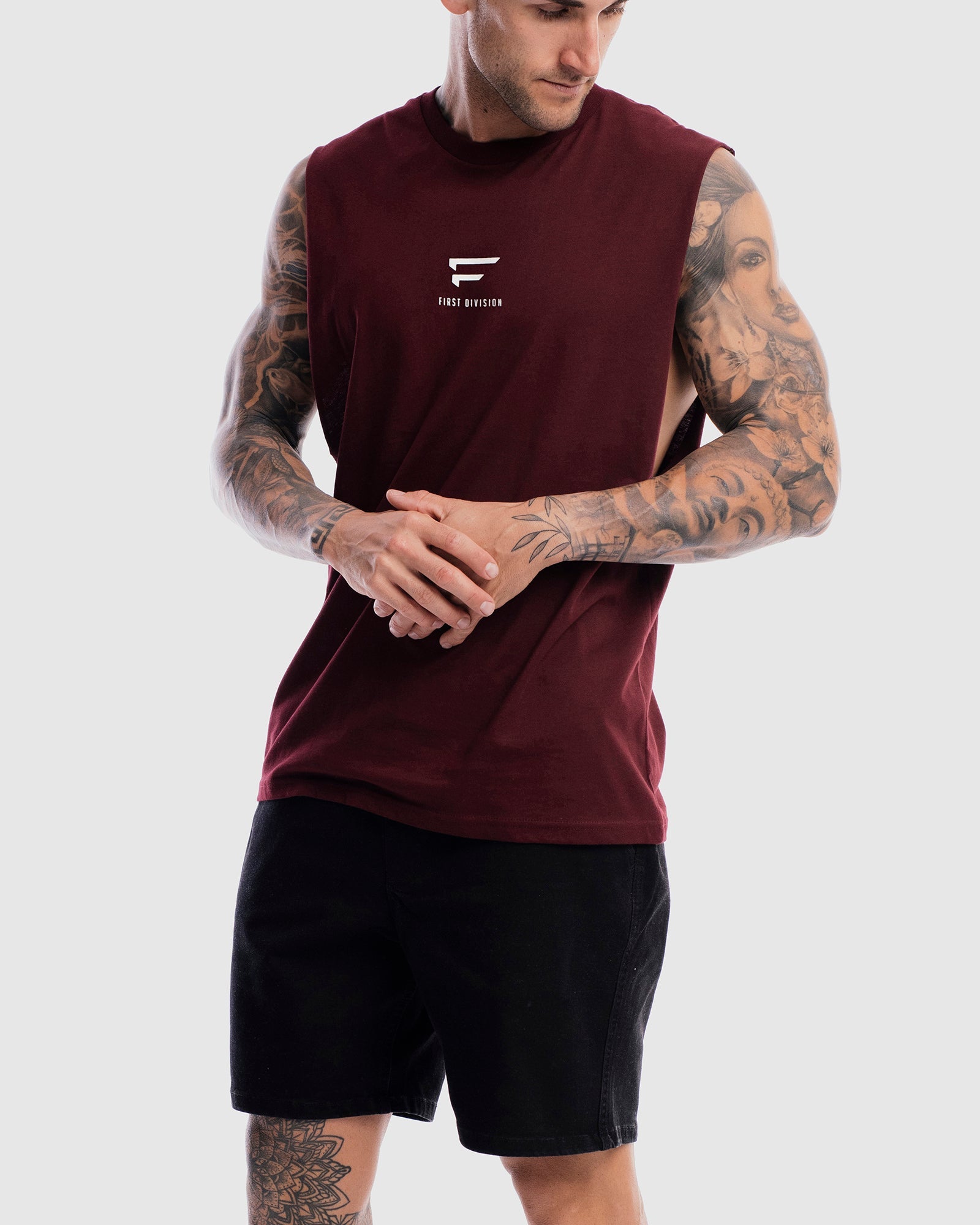 First Division Mens Printed Tanks Pro Centre Tank