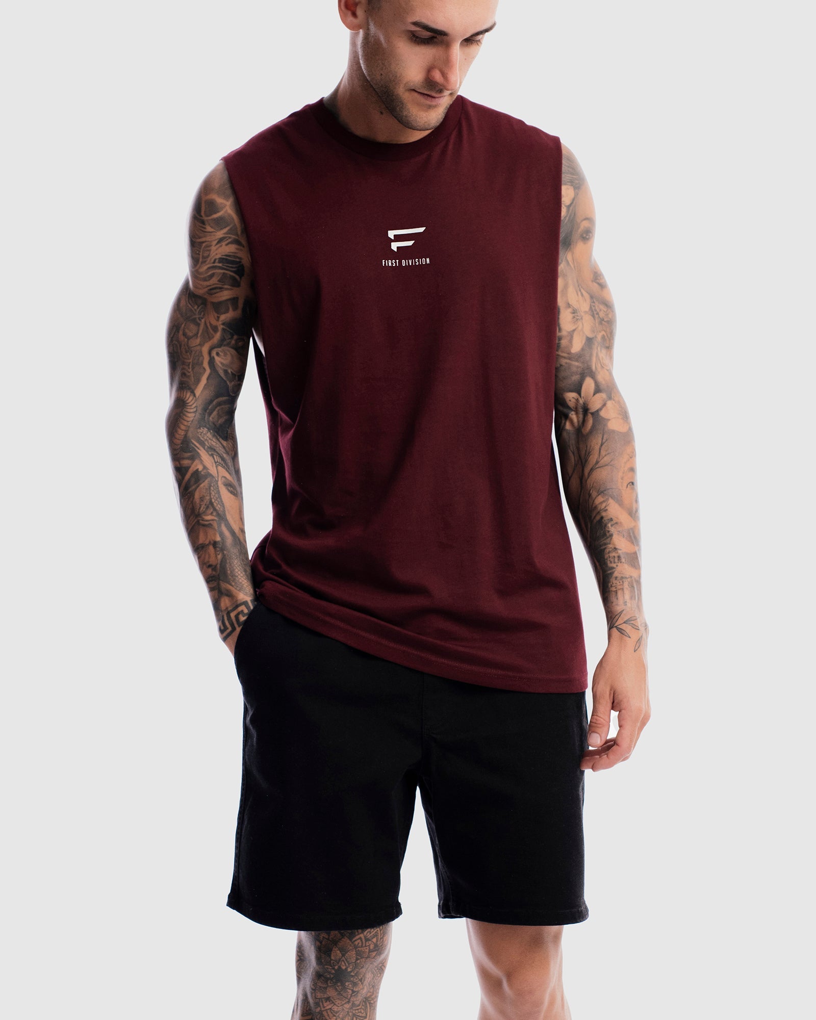 First Division Mens Printed Tanks Pro Centre Tank