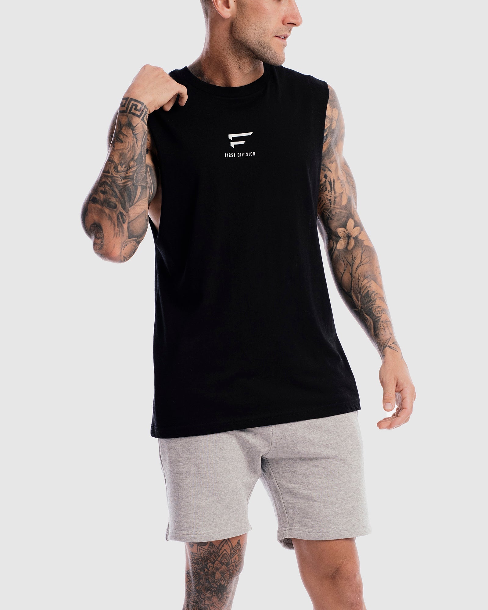 First Division Mens Printed Tanks Pro Centre Tank