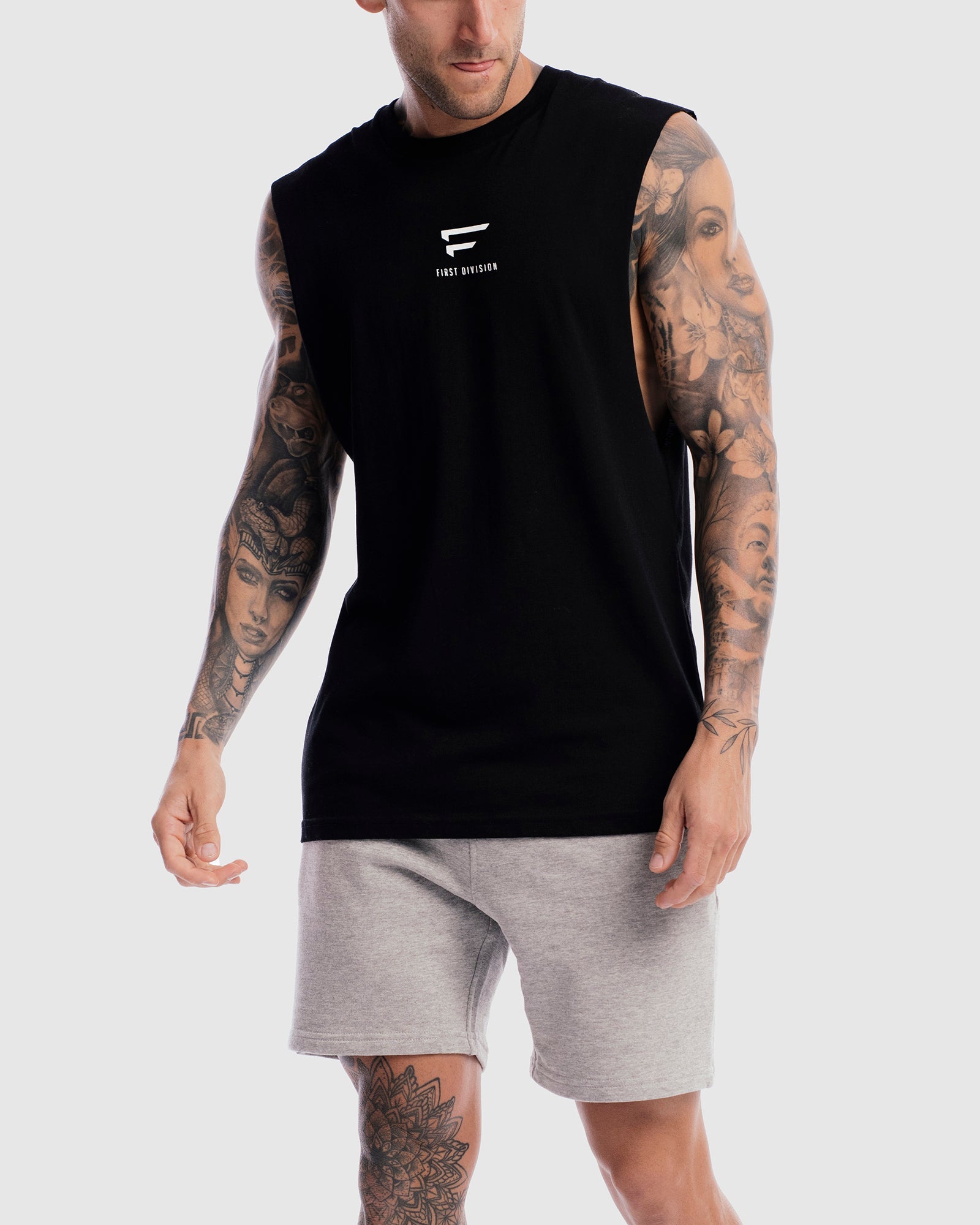 First Division Mens Printed Tanks Pro Centre Tank