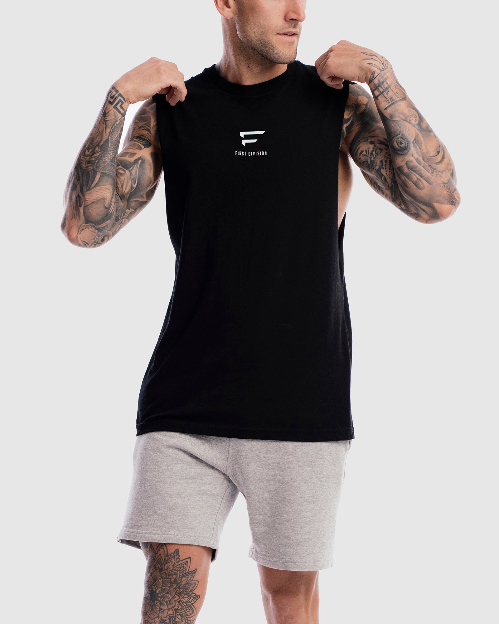 First Division Mens Printed Tanks Pro Centre Tank