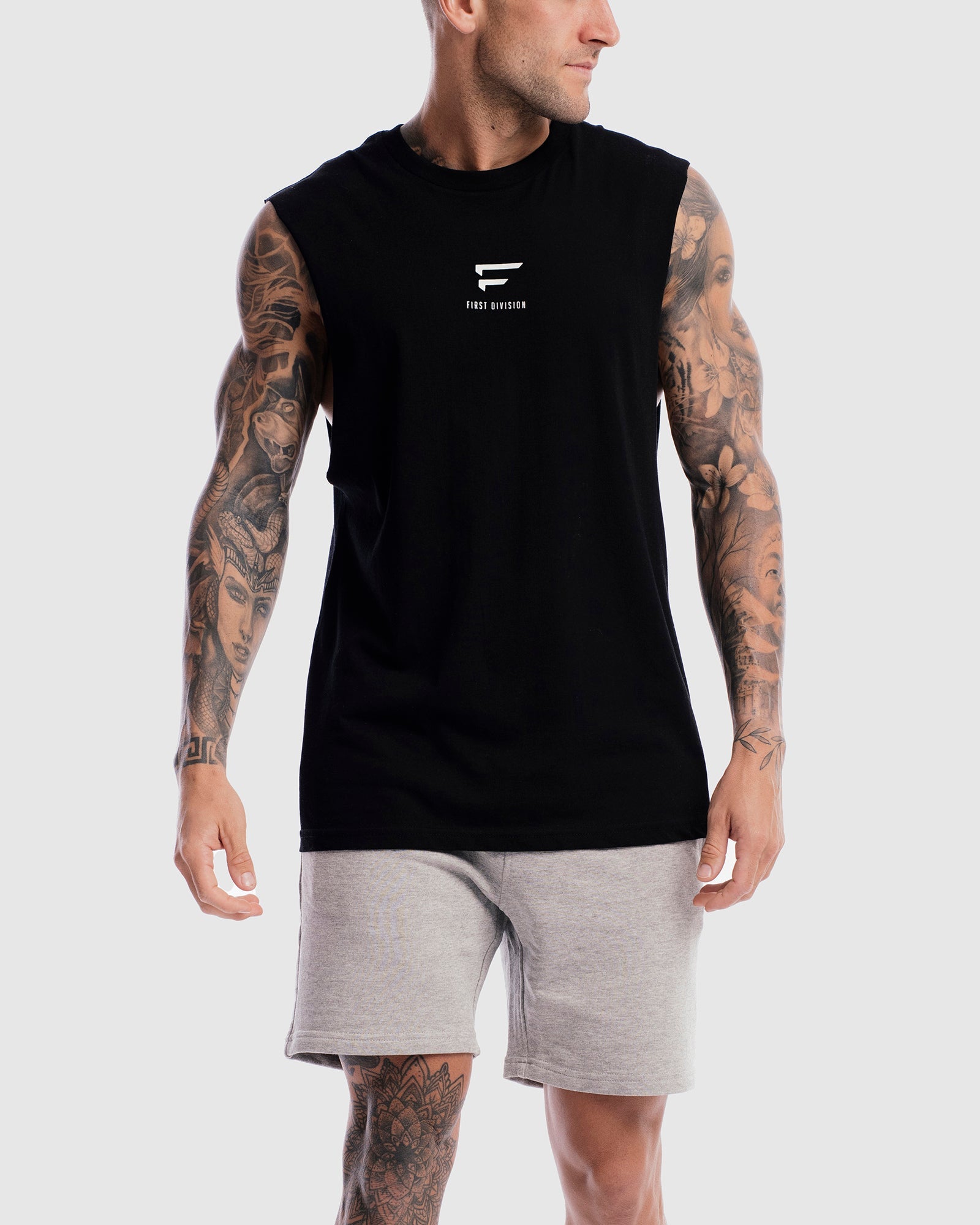 First Division Mens Printed Tanks Pro Centre Tank