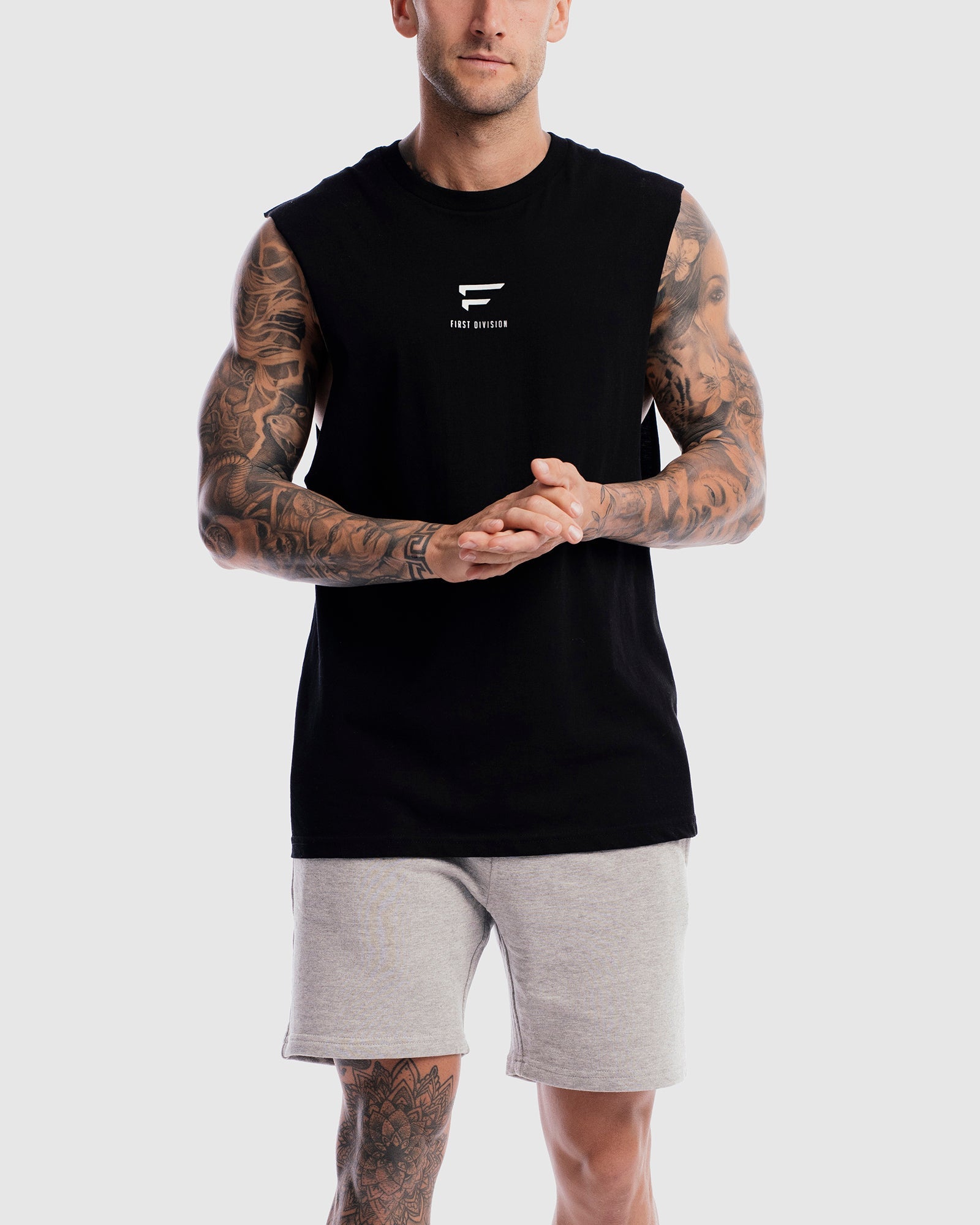 First Division Mens Printed Tanks Pro Centre Tank