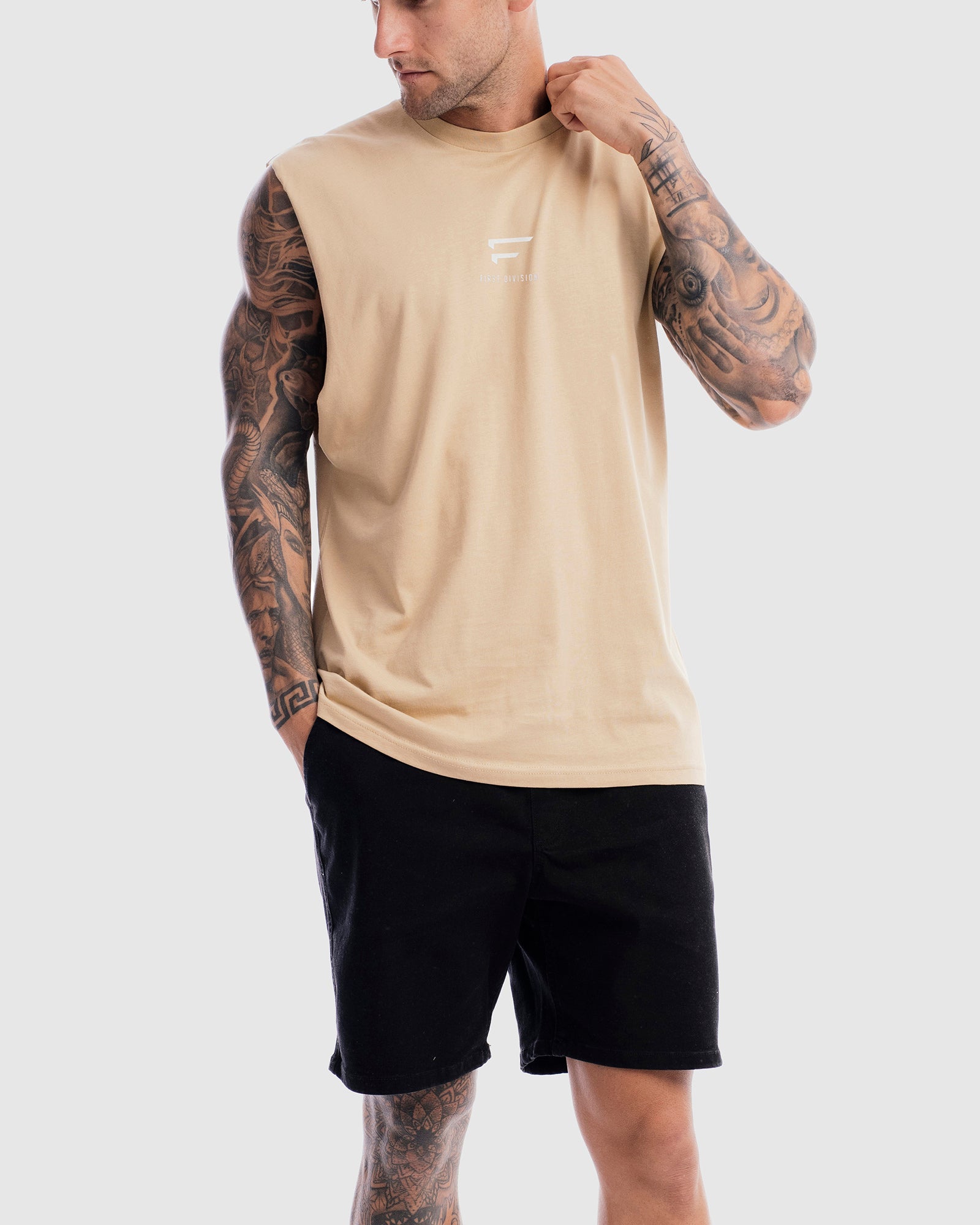 First Division Mens Printed Tanks Pro Centre Tank