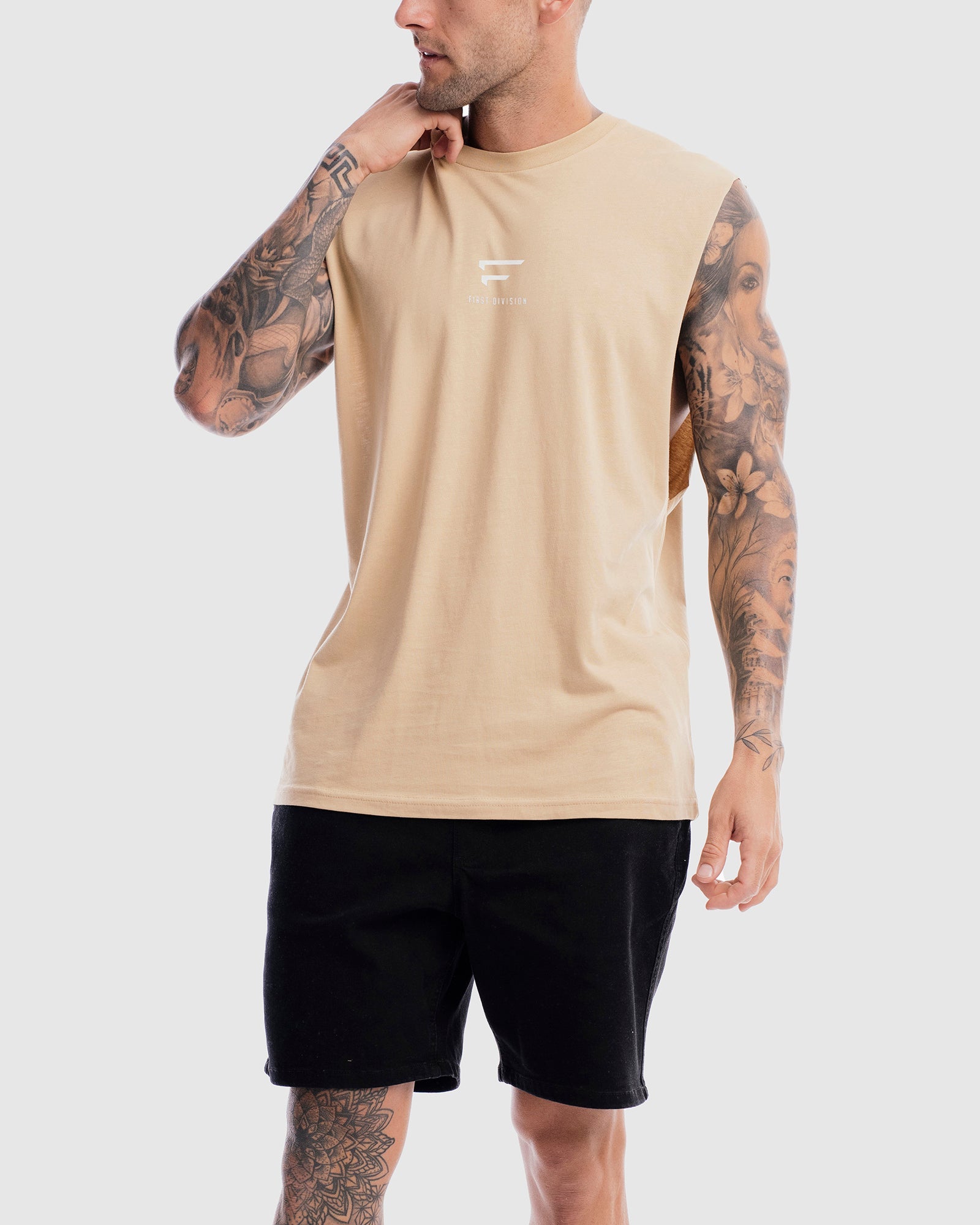 First Division Mens Printed Tanks Pro Centre Tank