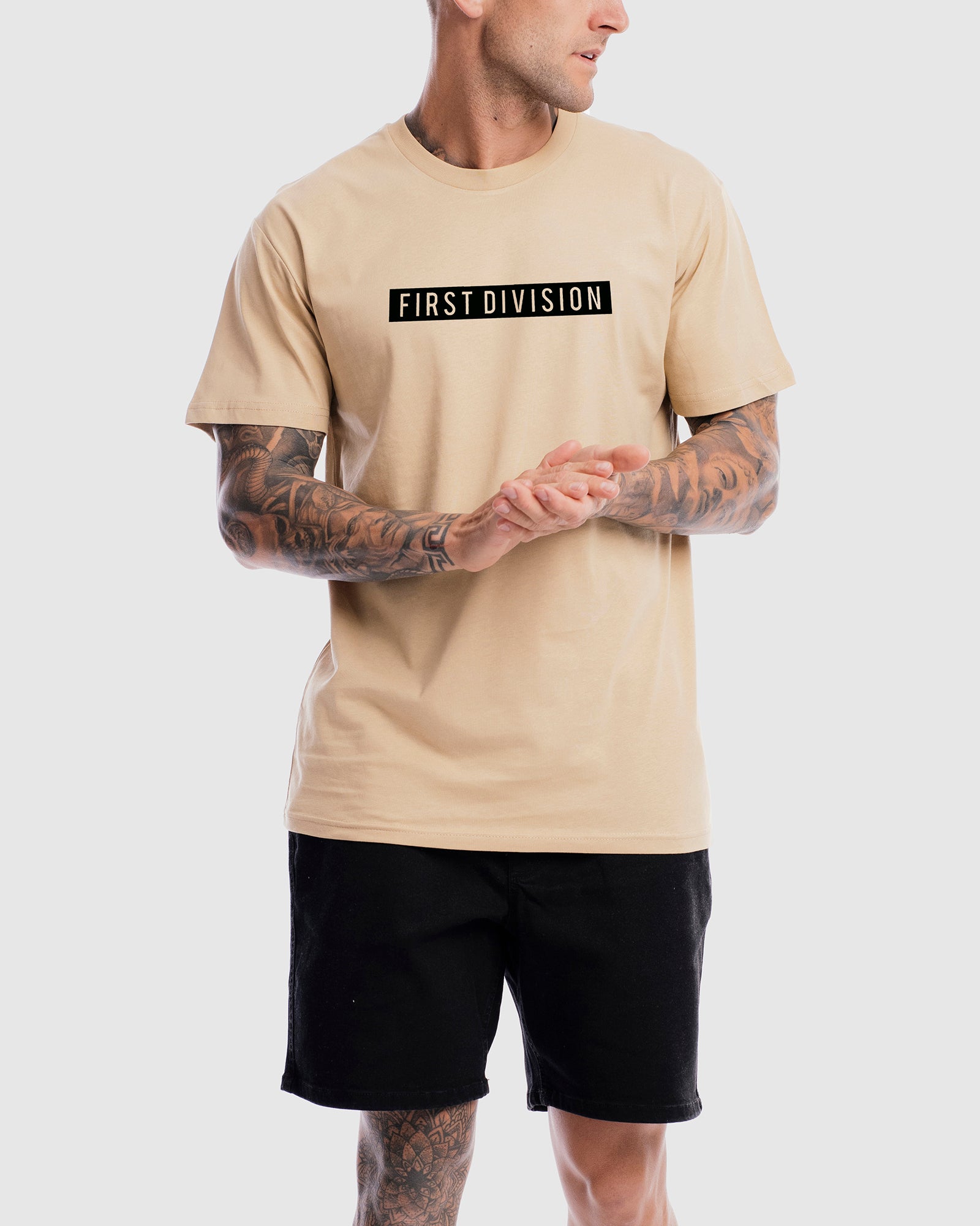 First Division T-Shirts M Mens Box Tee - Camel