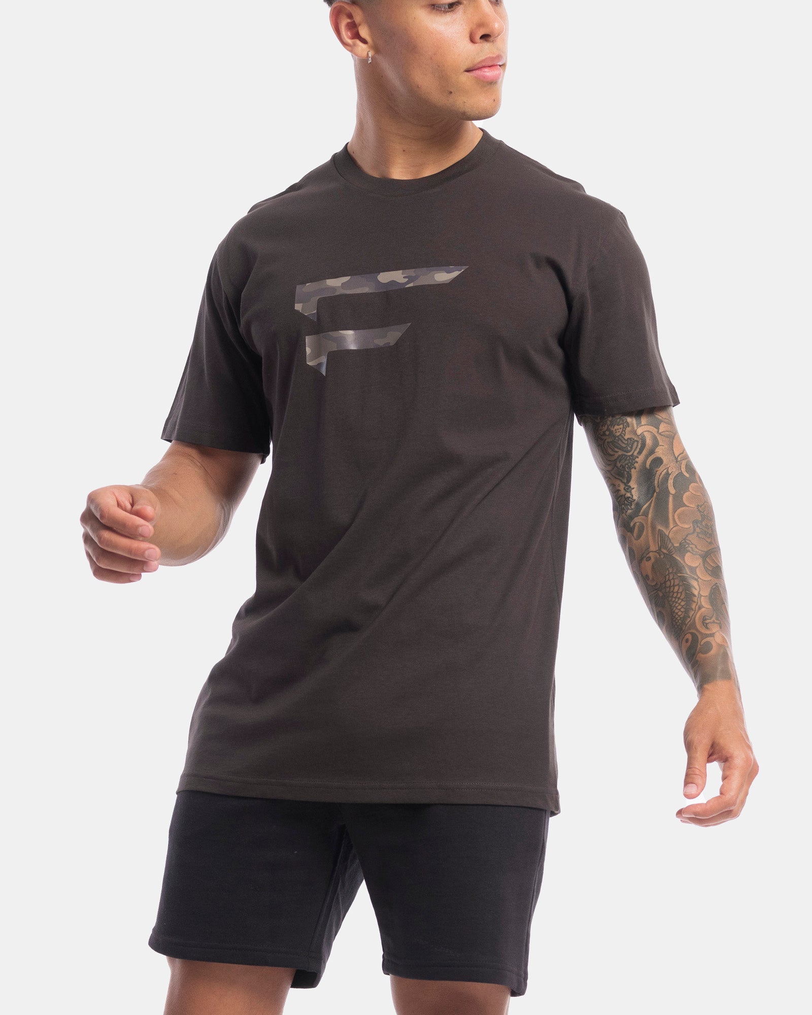 First Division T-Shirts M Mens Performance Camo Logo Tee - Charcoal