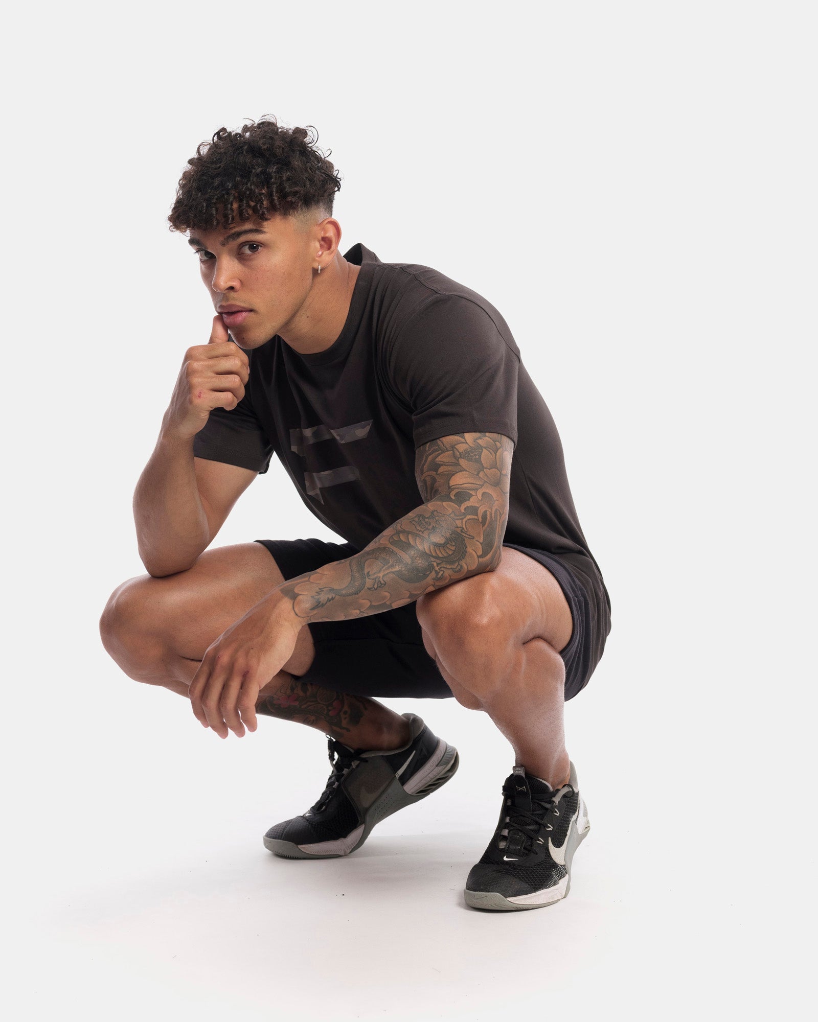 First Division T-Shirts Mens Performance Camo Logo Tee - Charcoal