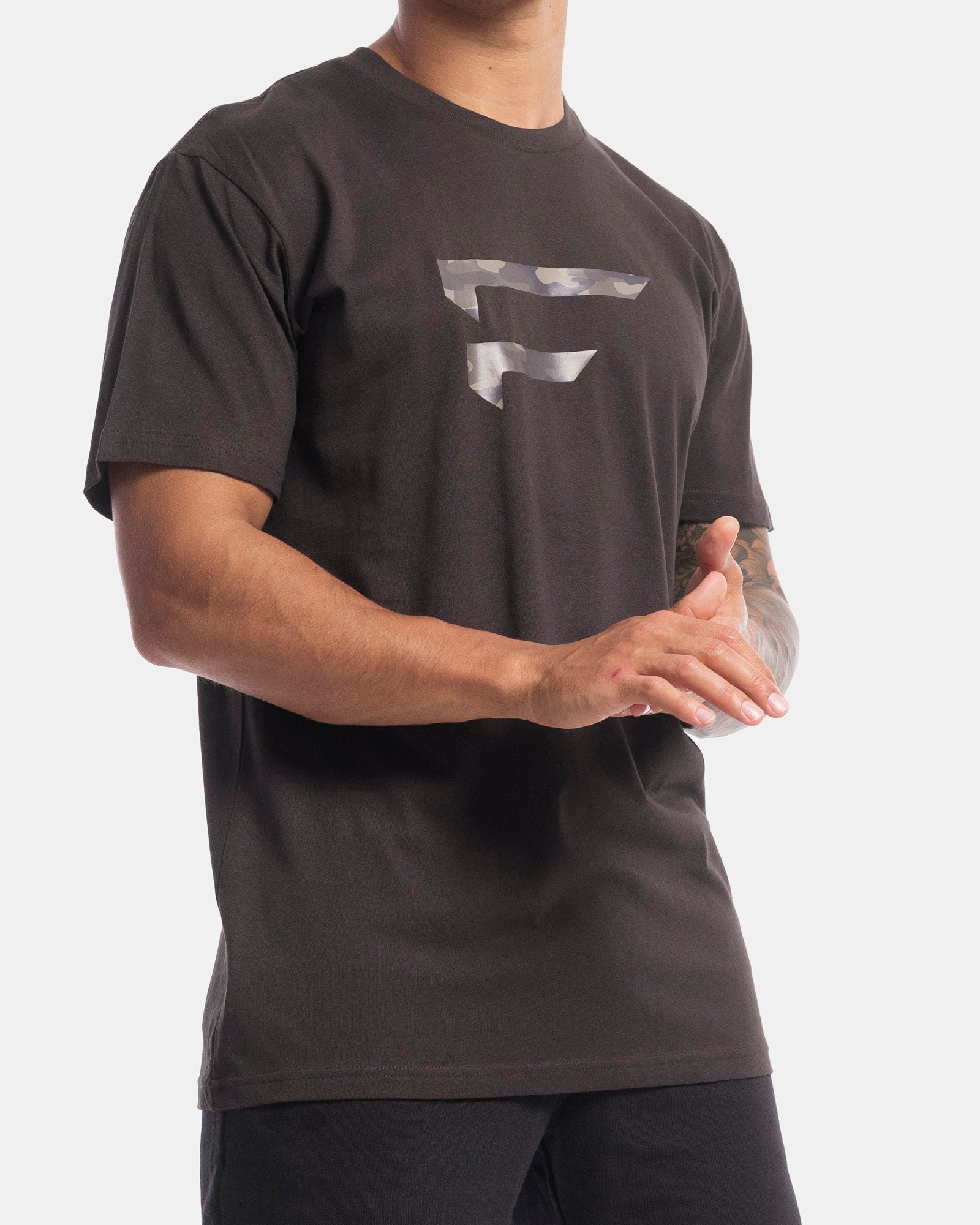 First Division T-Shirts Mens Performance Camo Logo Tee - Charcoal